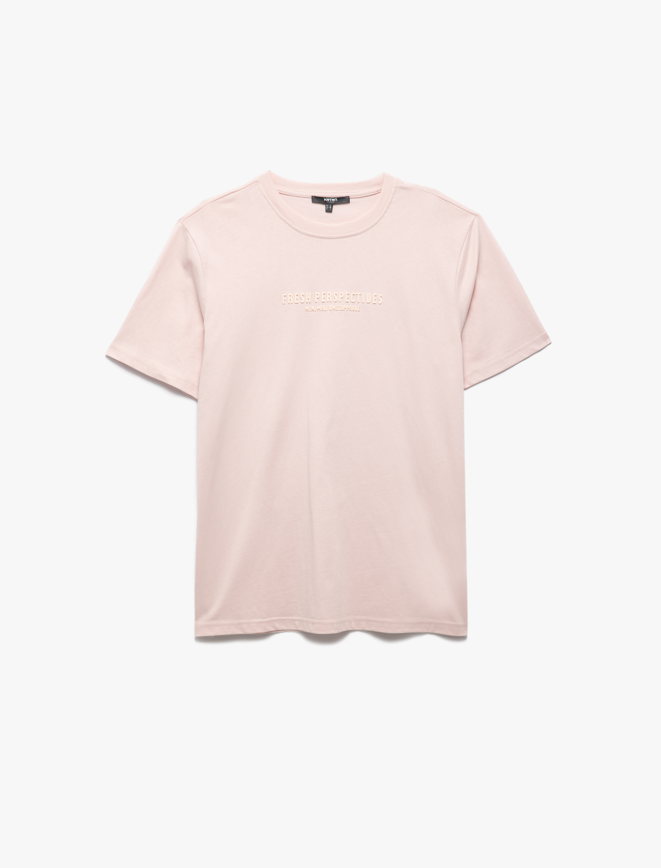   Pamuklu Baskılı Kısa Kollu Bisiklet Yaka Tişört