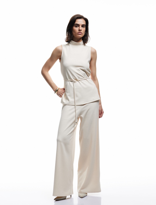 Normal Bel Regular Fit Uzun Geniş Paça Palazzo Pantolon_0