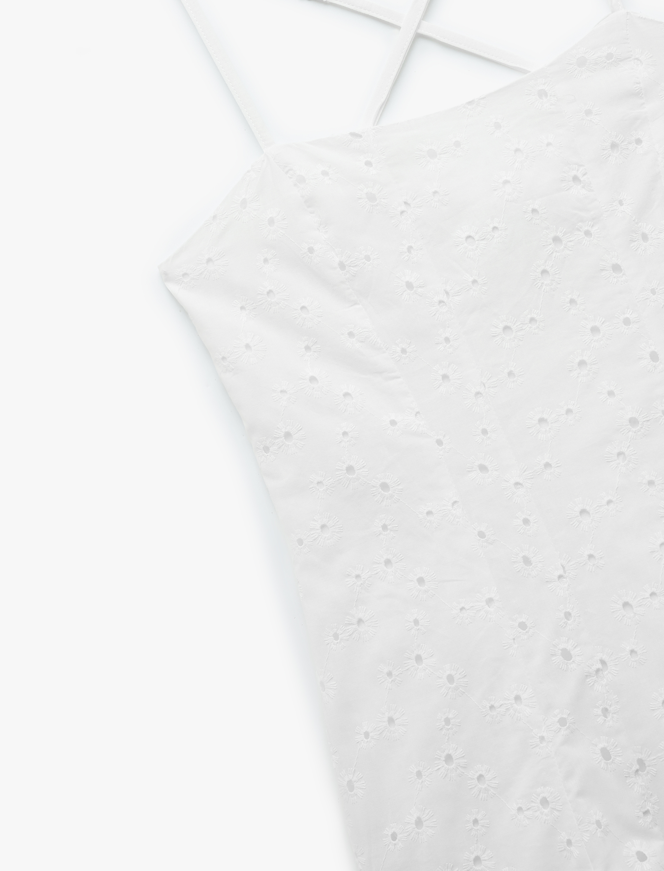   Poplin Dar Kesim Çapraz İp Askılı Pileli Mini Fisto Elbise