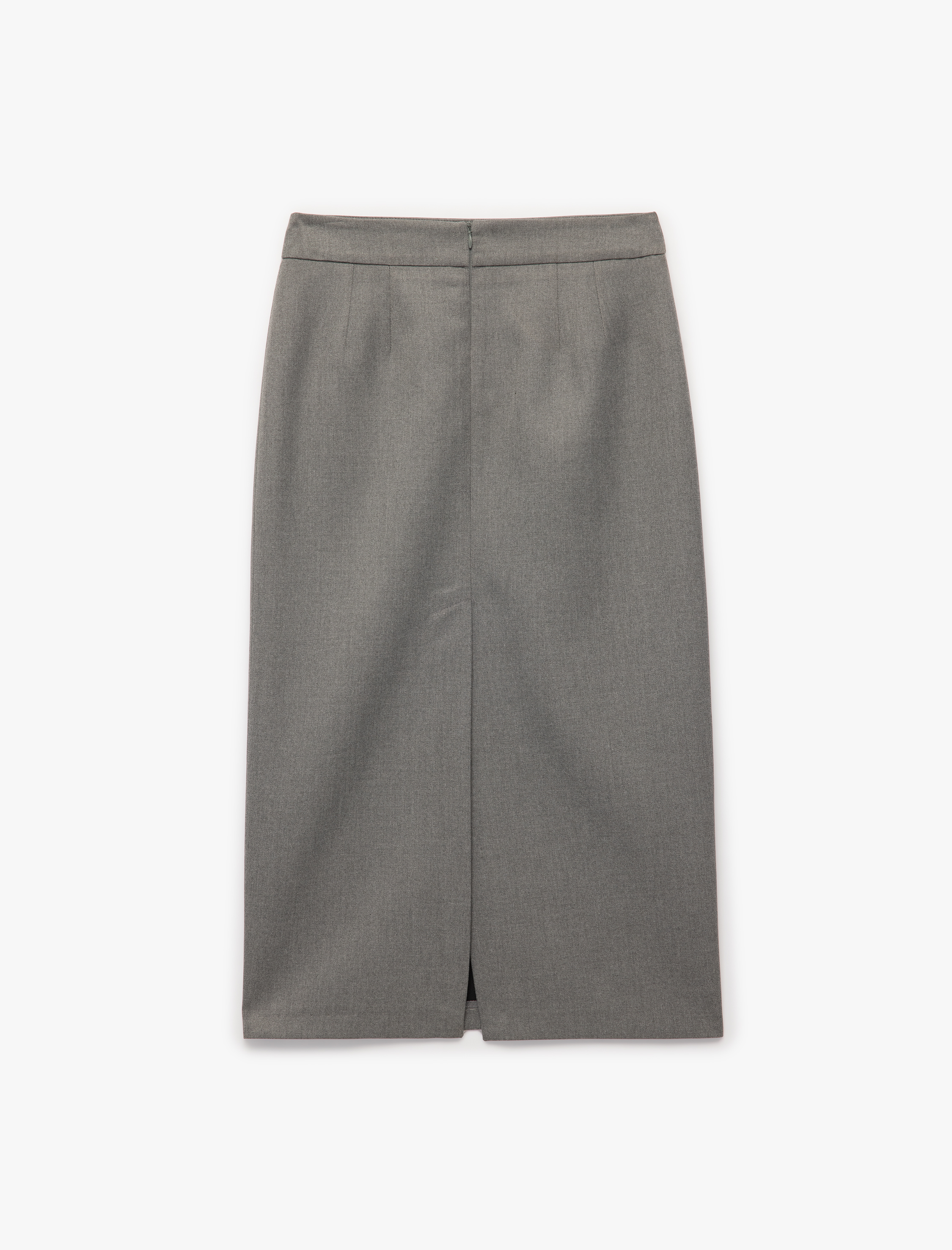   Regular Fit Arkadan Yırtmaç Detaylı Midi Kalem Etek