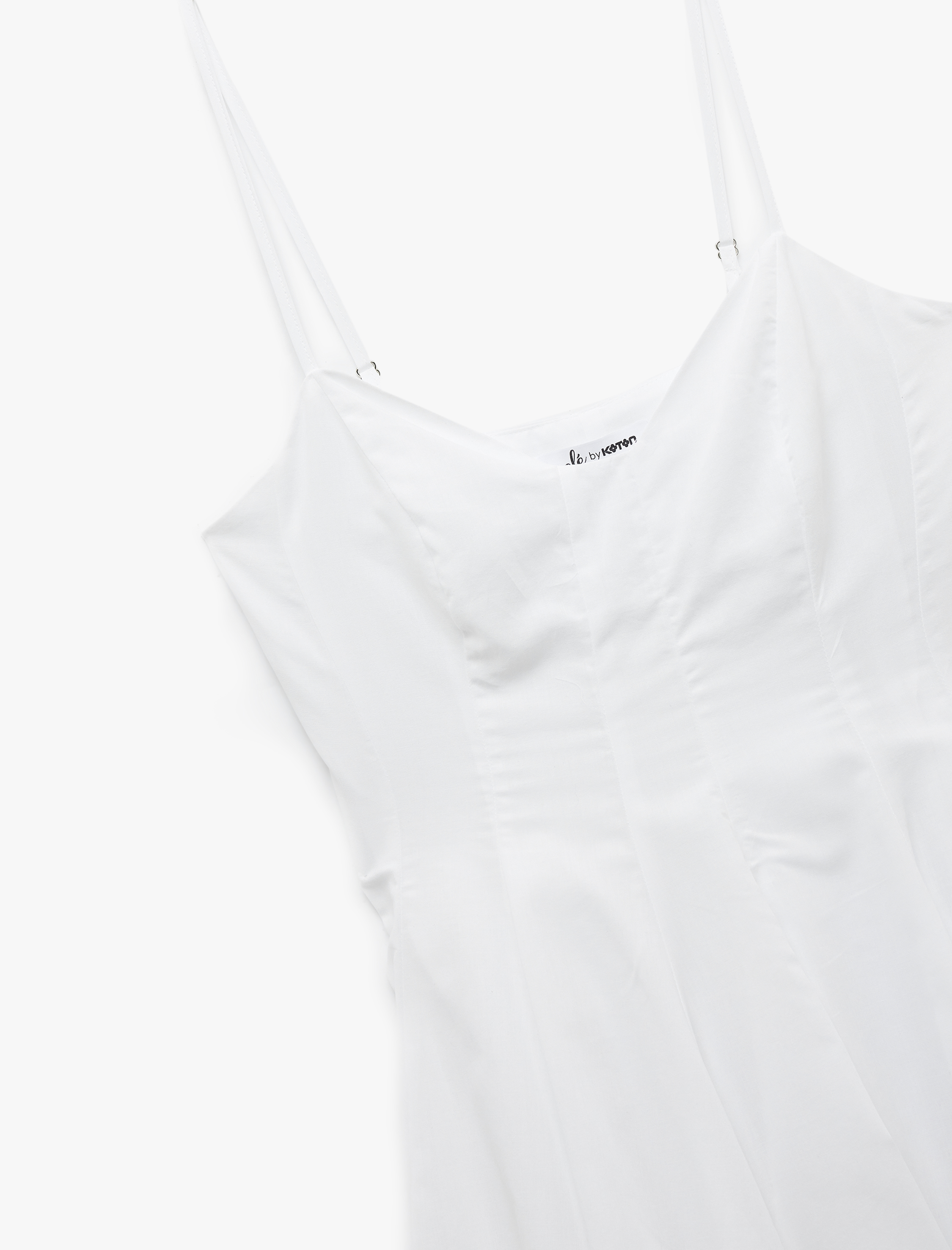 Pamuklu İp Askılı V Yaka A Kesim Mini Elbise