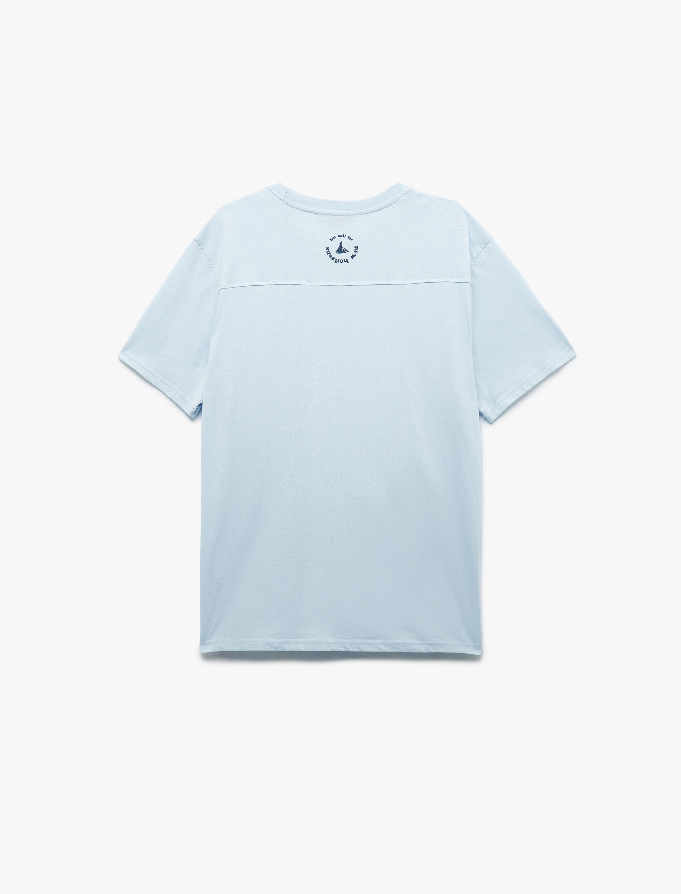   Regular Fit Kısa Kollu Dikiş Detaylı Bisiklet Yaka Pamuklu Baskılı Tişört