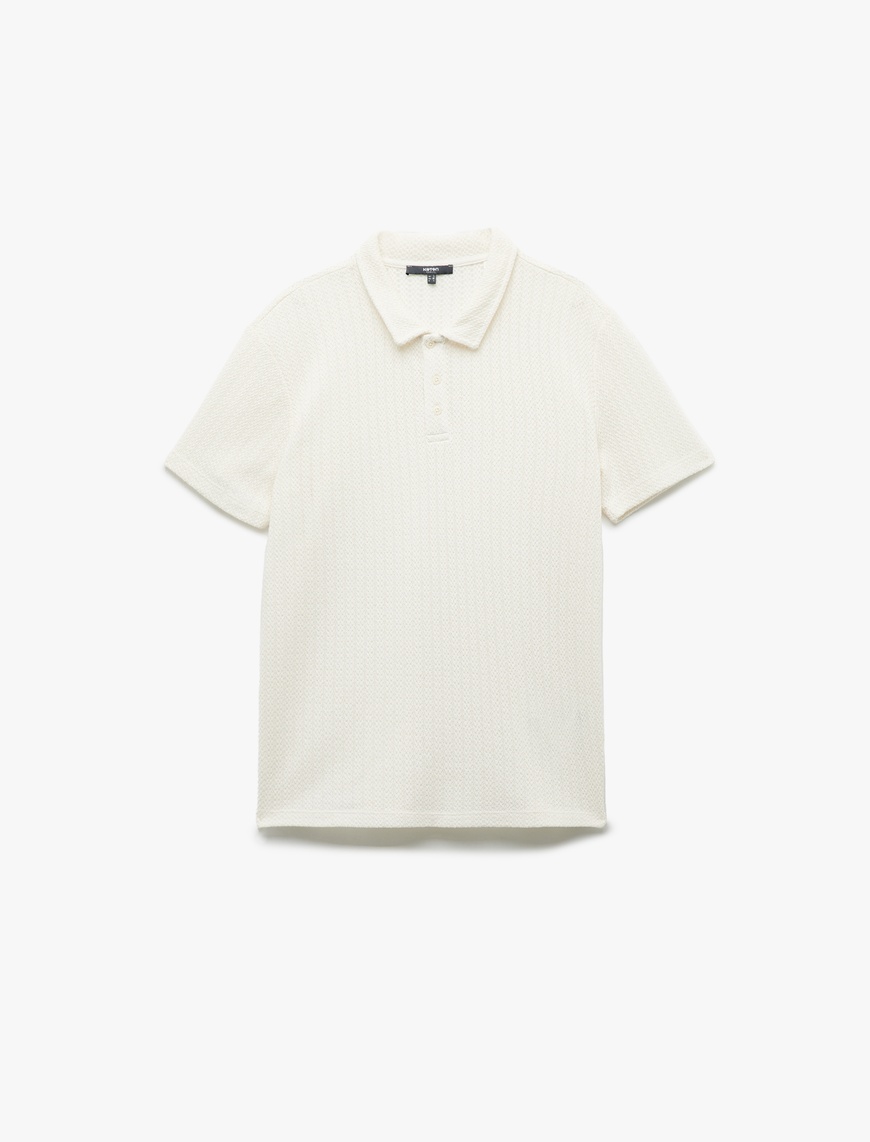   Regular Fit Kısa Kollu Dokulu Polo Yaka Tişört