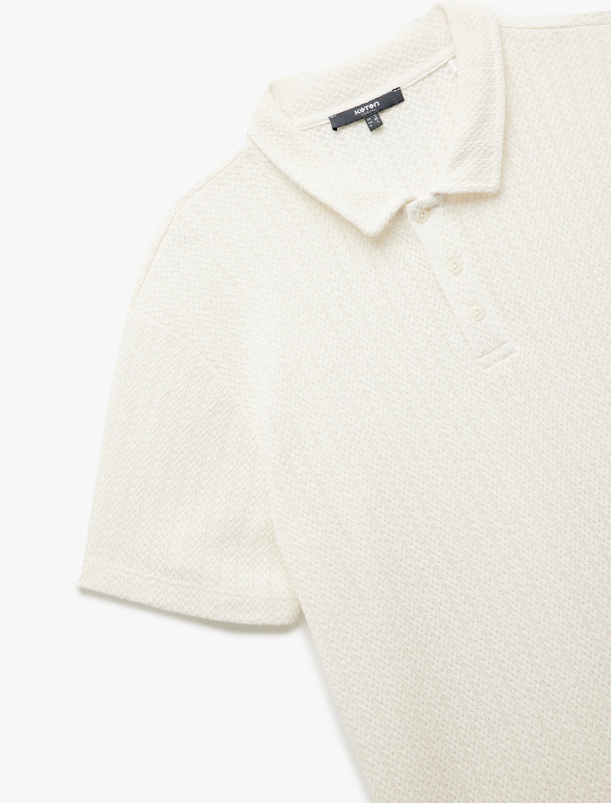   Regular Fit Kısa Kollu Dokulu Polo Yaka Tişört