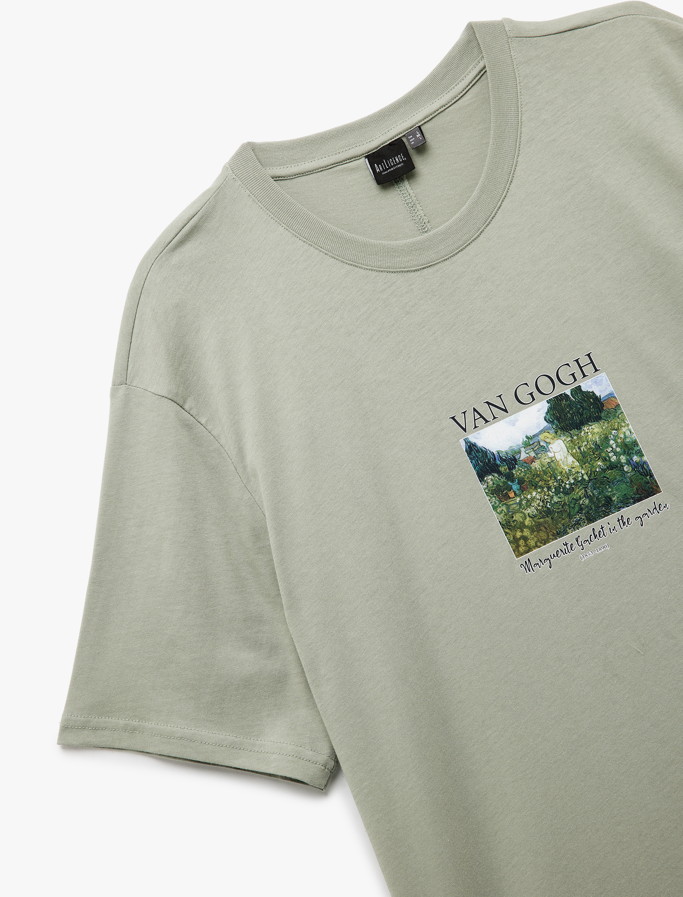   Regular Fit Kısa Kollu Bisiklet Yaka Pamuklu Lisanslı Van Gogh Baskılı Tişört