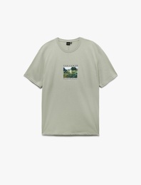 Regular Fit Kısa Kollu Bisiklet Yaka Pamuklu Lisanslı Van Gogh Baskılı Tişört