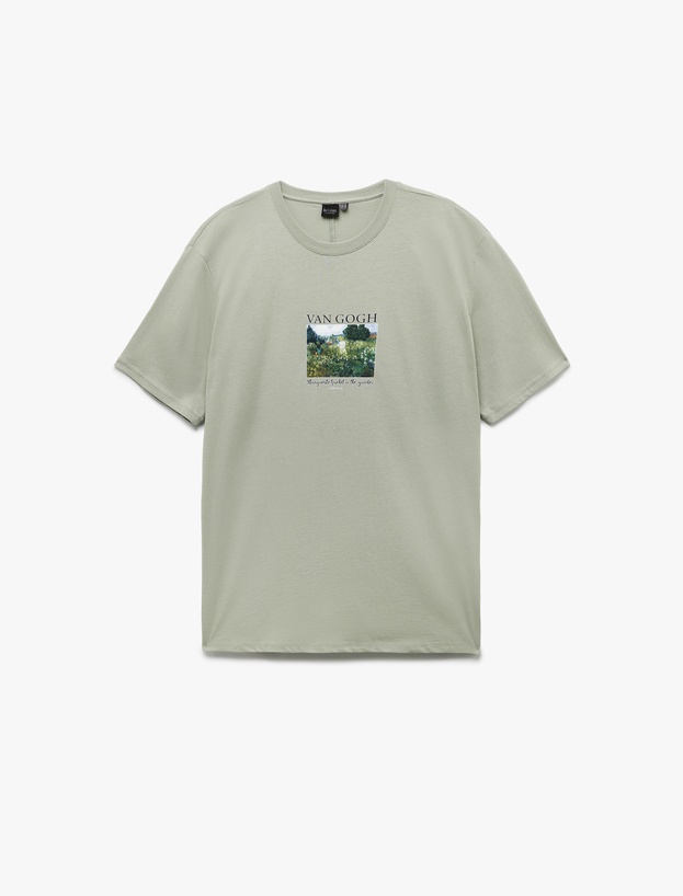 Regular Fit Kısa Kollu Bisiklet Yaka Pamuklu Lisanslı Van Gogh Baskılı Tişört_0