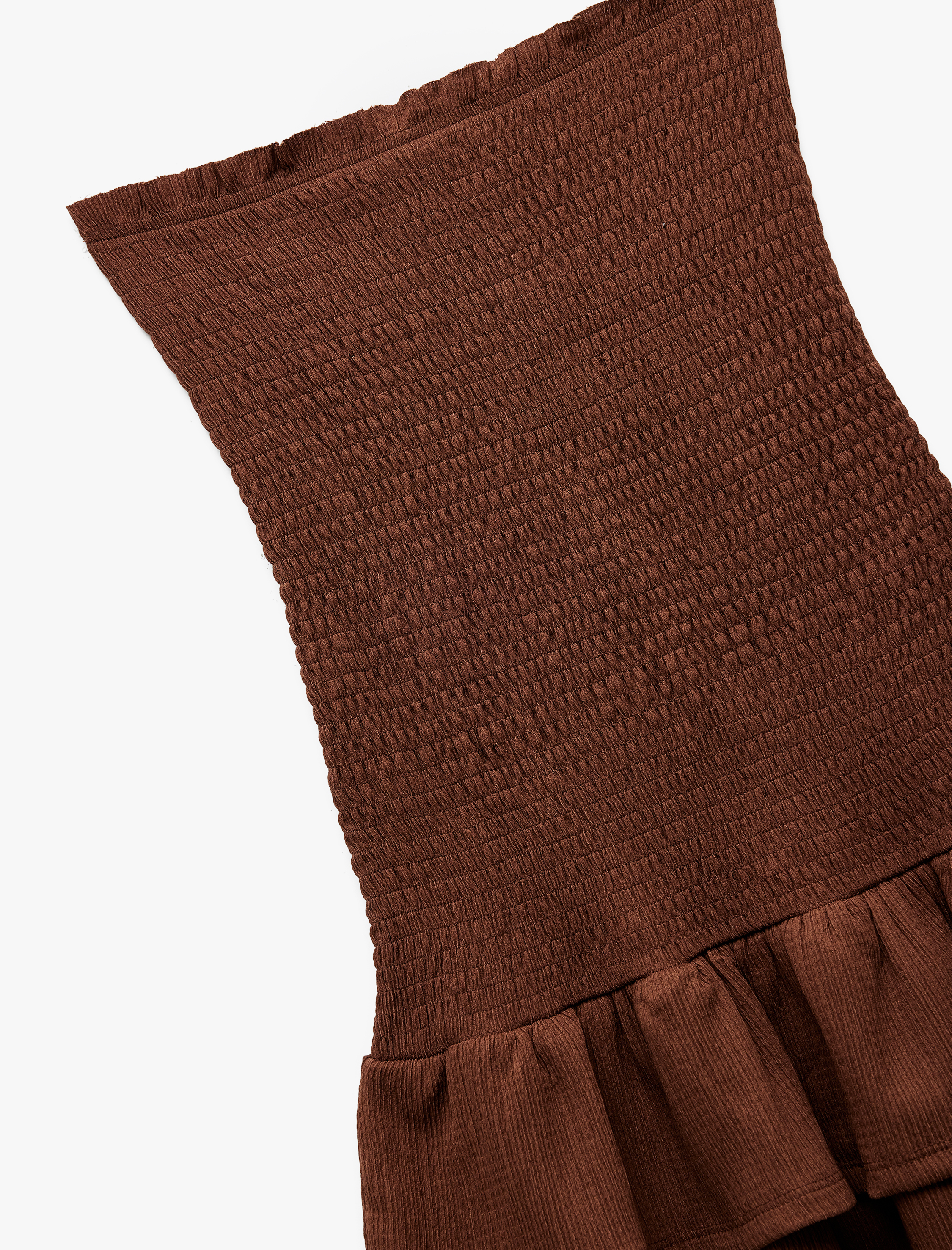   Straplez Yaka Kolsuz Gipeli Katlı Volanlı Slip Mini Elbise