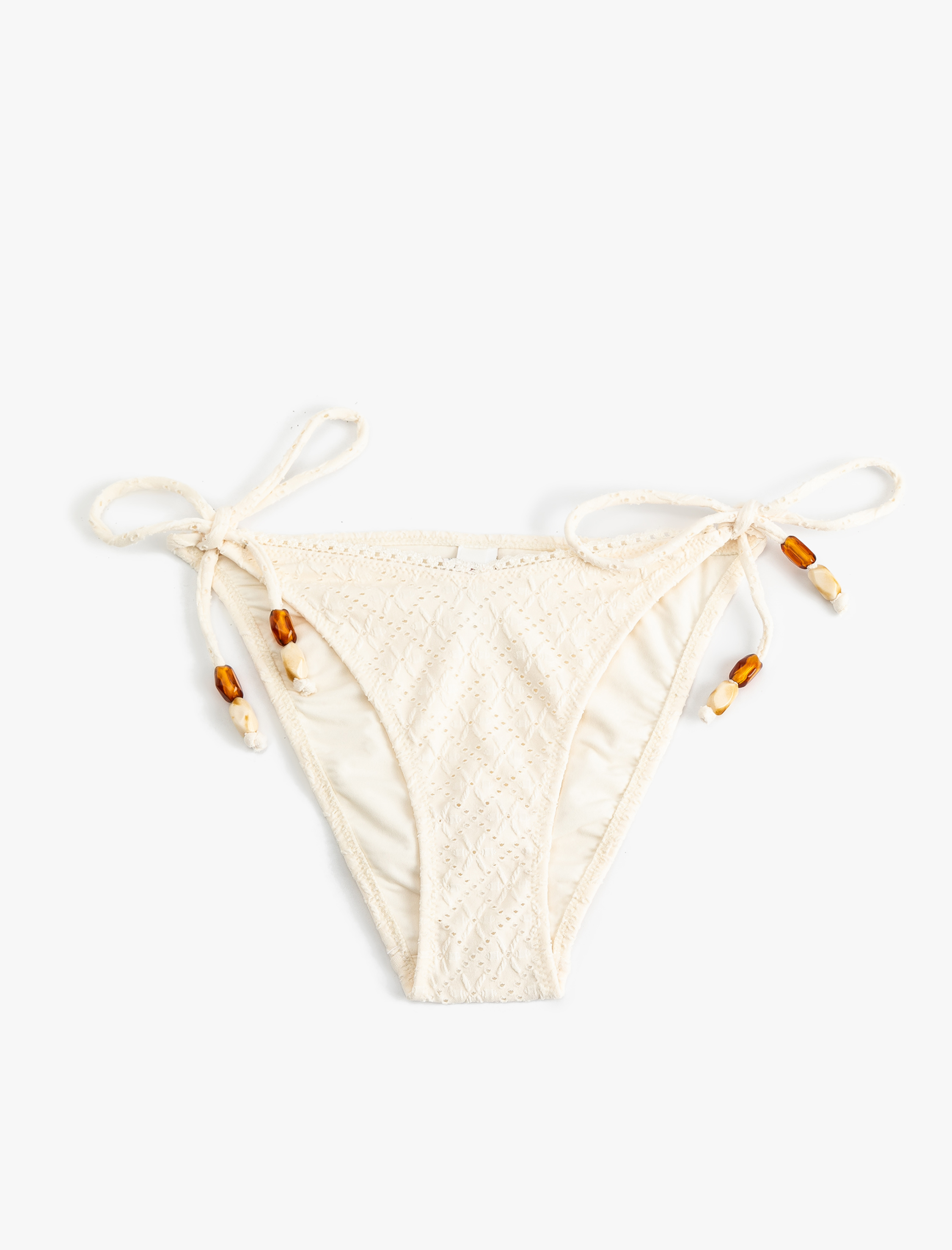   Boncuklu Brodeli Yanları İpli Bikini Altı