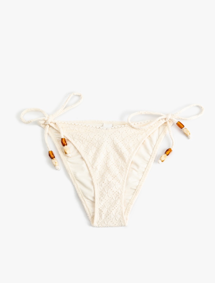  Boncuklu Brodeli Yanları İpli Bikini Altı