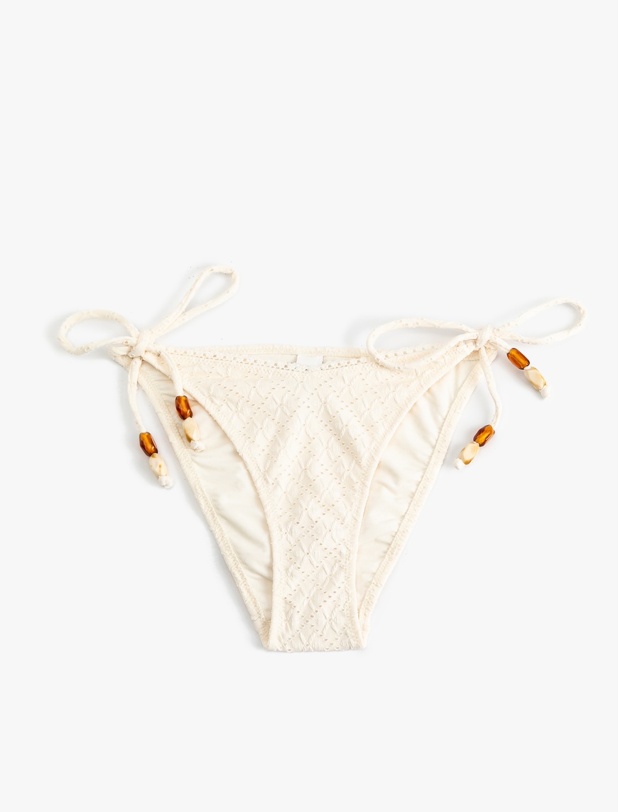   Boncuklu Brodeli Yanları İpli Bikini Altı