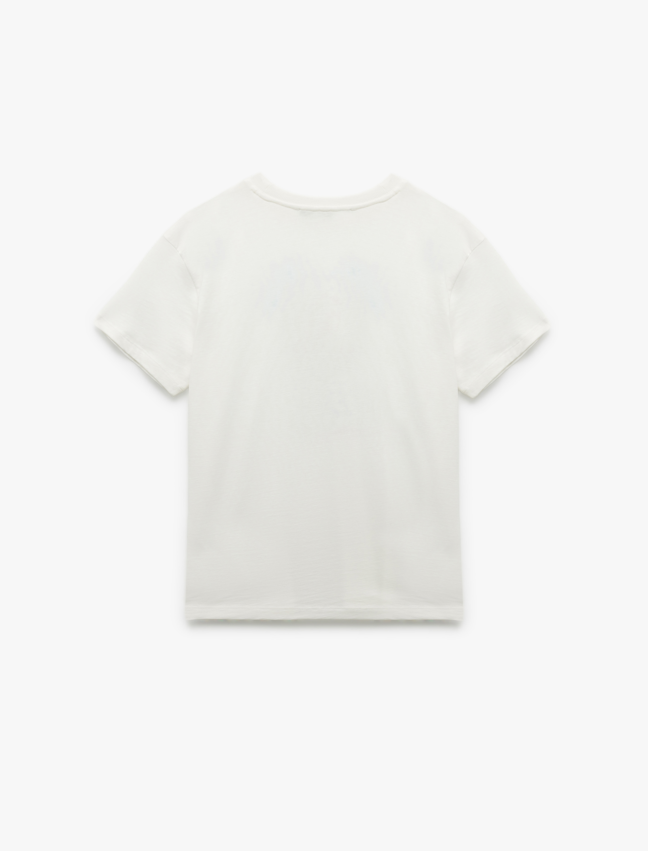   Pamuklu Kısa Kollu Bisiklet Yaka Baskılı Oversize Tişört