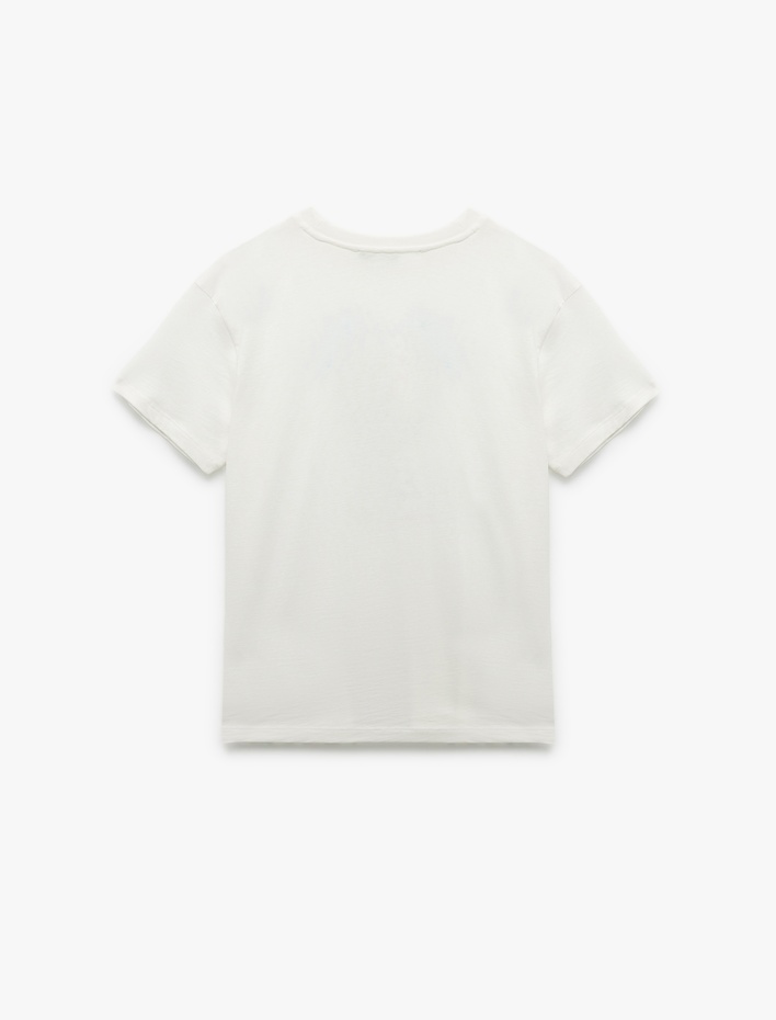  Koton X Şahika Ercümen - Pamuklu Kısa Kollu Bisiklet Yaka Baskılı Oversize Tişört