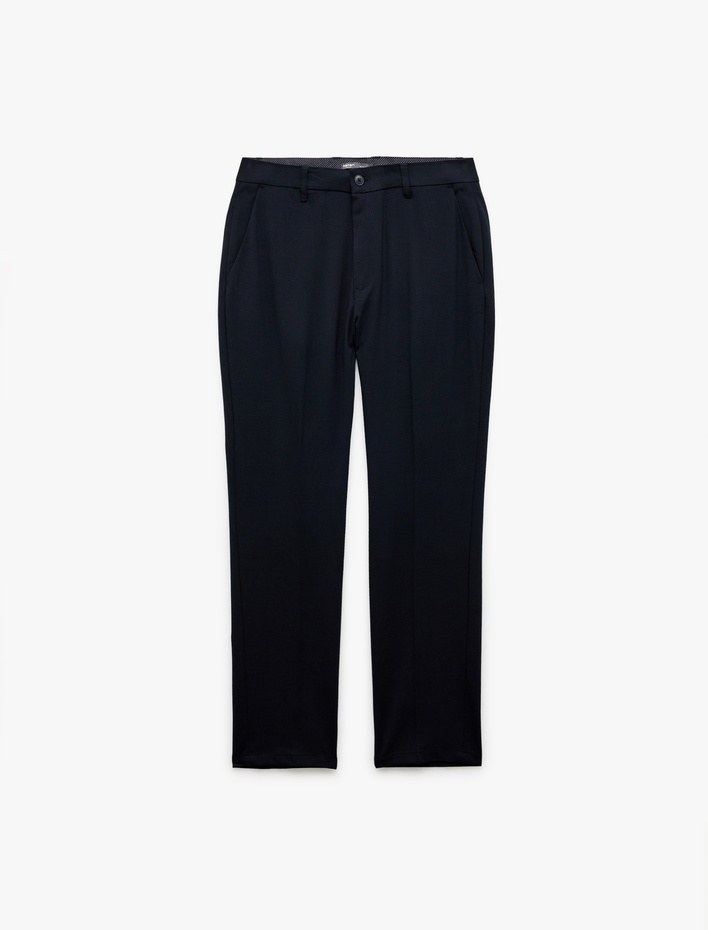  Normal Bel Slim Fit Düğmeli Cep Detaylı Kumaş Pantolon