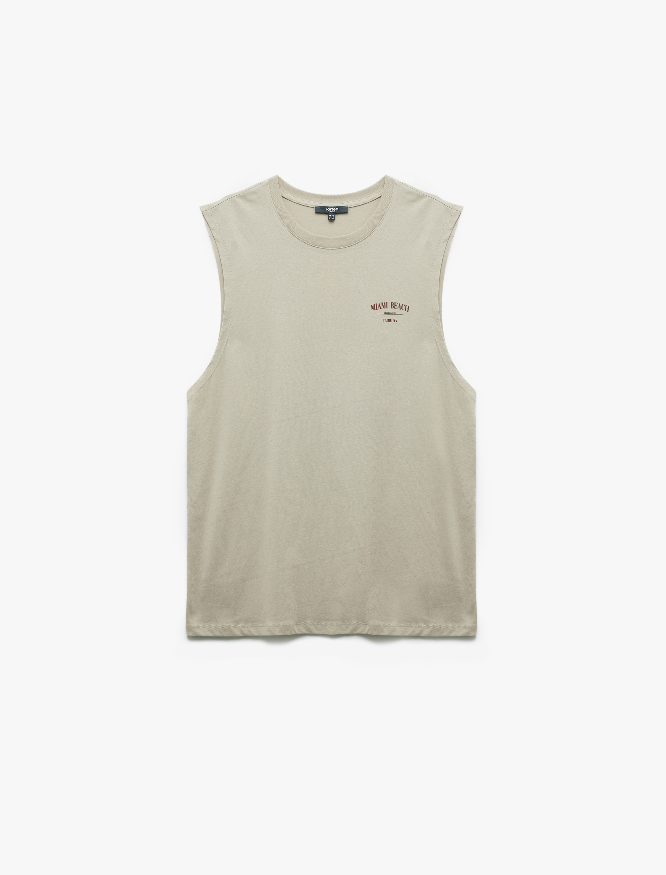   Bisiklet Yaka Kolsuz Pamuklu Arkası Baskılı Atlet