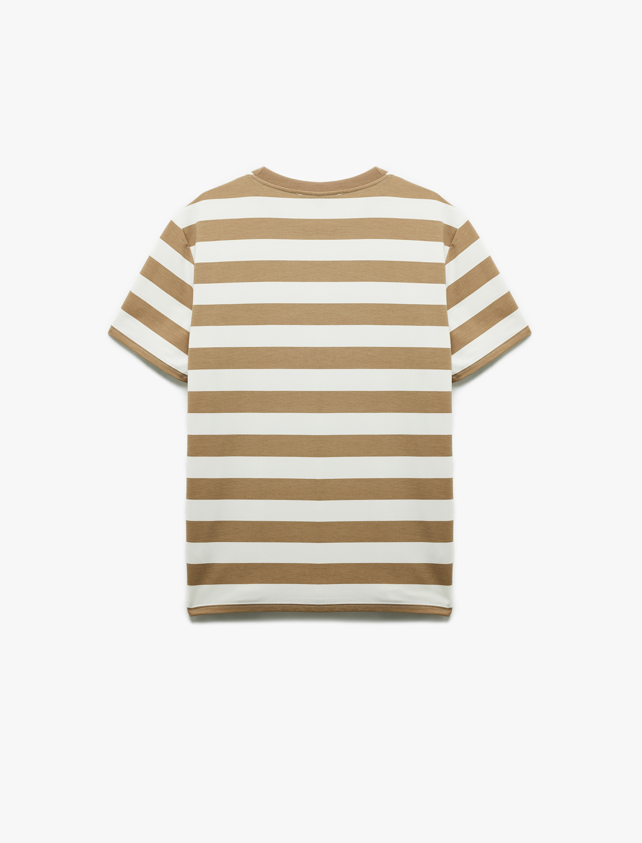   Regular Fit Kısa Kollu Tok Kumaş Çizgili Bisiklet Yaka Tişört