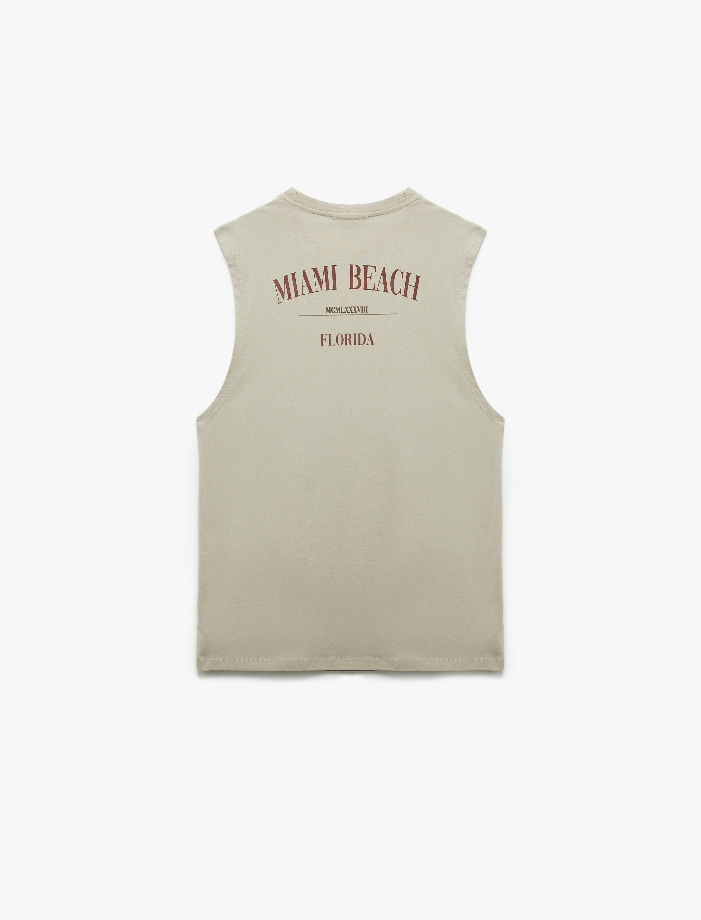   Bisiklet Yaka Kolsuz Pamuklu Arkası Baskılı Atlet