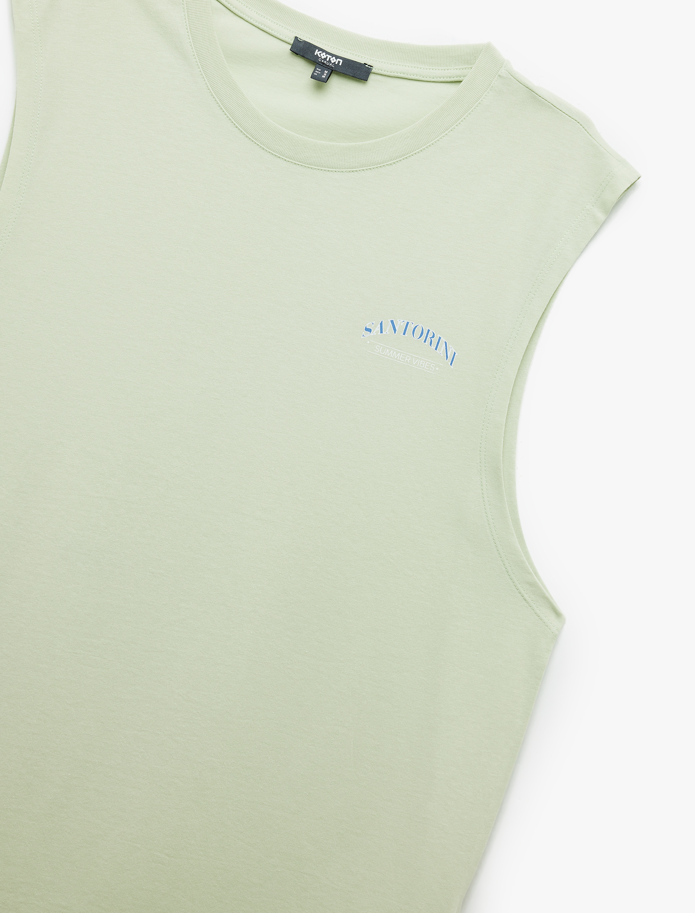   Bisiklet Yaka Pamuklu Kolsuz Arkası Baskılı Atlet