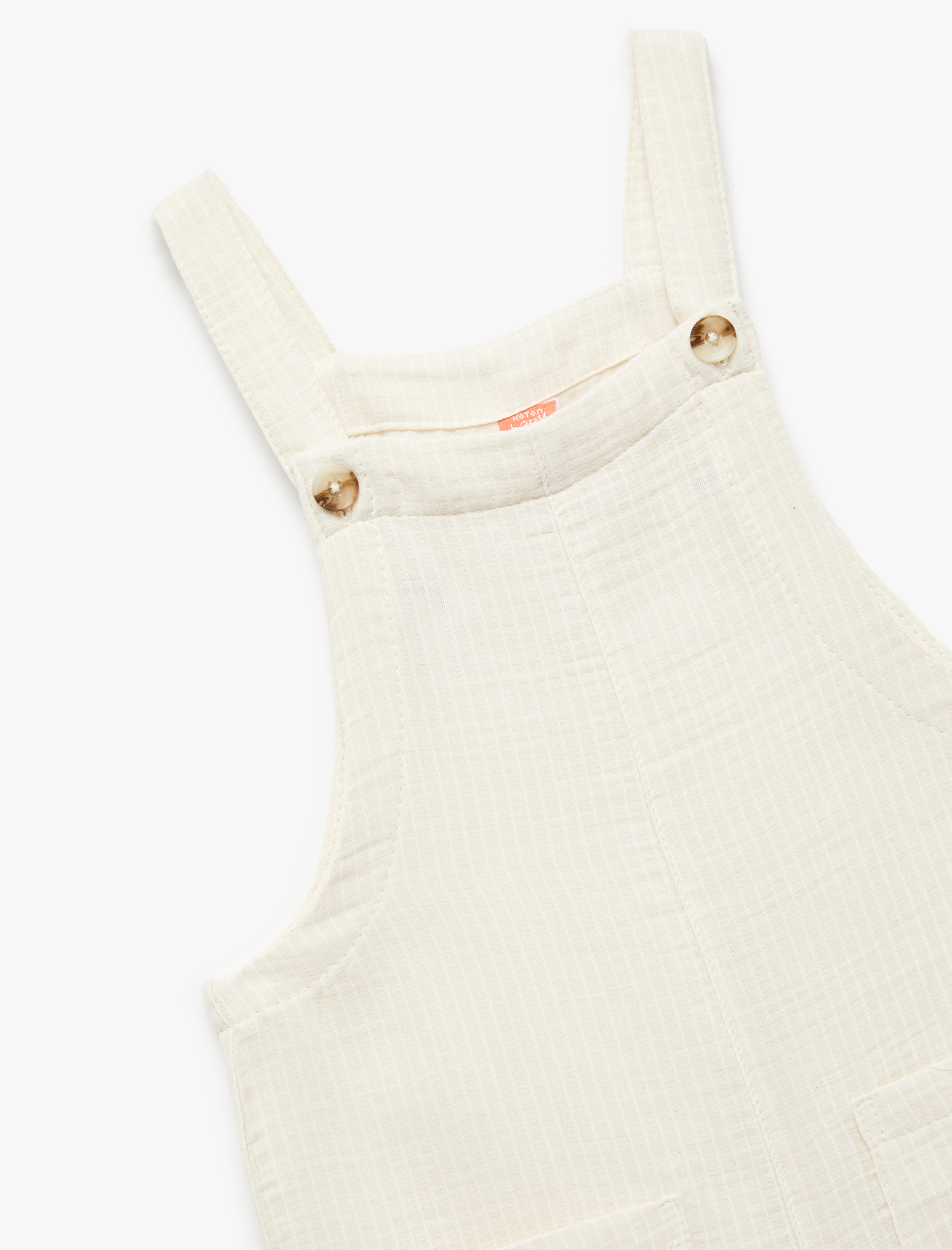  Erkek Bebek Düğmeli Askılı Pamuklu Kısa Salopet Tulum