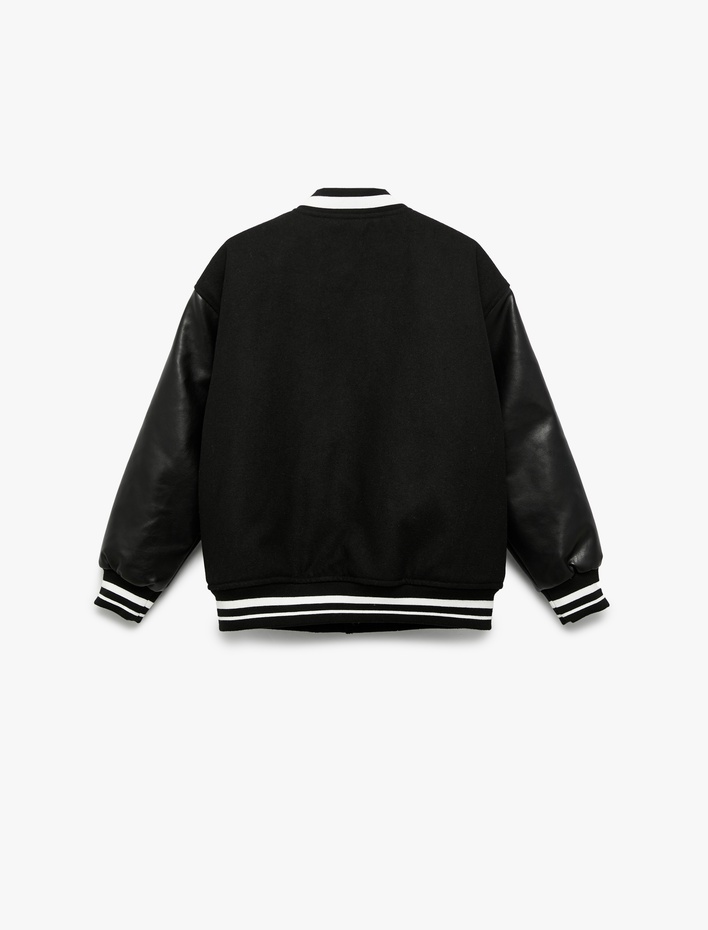 Erkek Çocuk Uzun Kollu Bisiklet Yaka Cep Detaylı Kolej Ceket