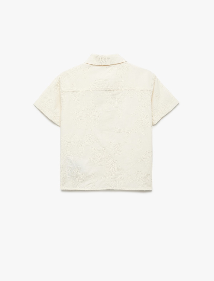 Erkek Çocuk Kısa Kollu Düğmeli Cepli Pamuklu Gömlek