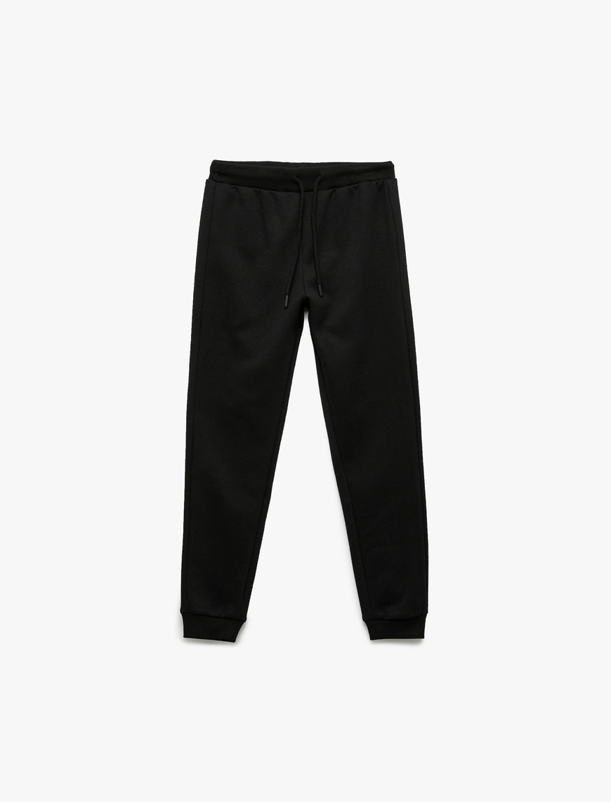  Erkek Çocuk Pamuklu Beli Bağlamalı Basic Jogger Eşofman Altı