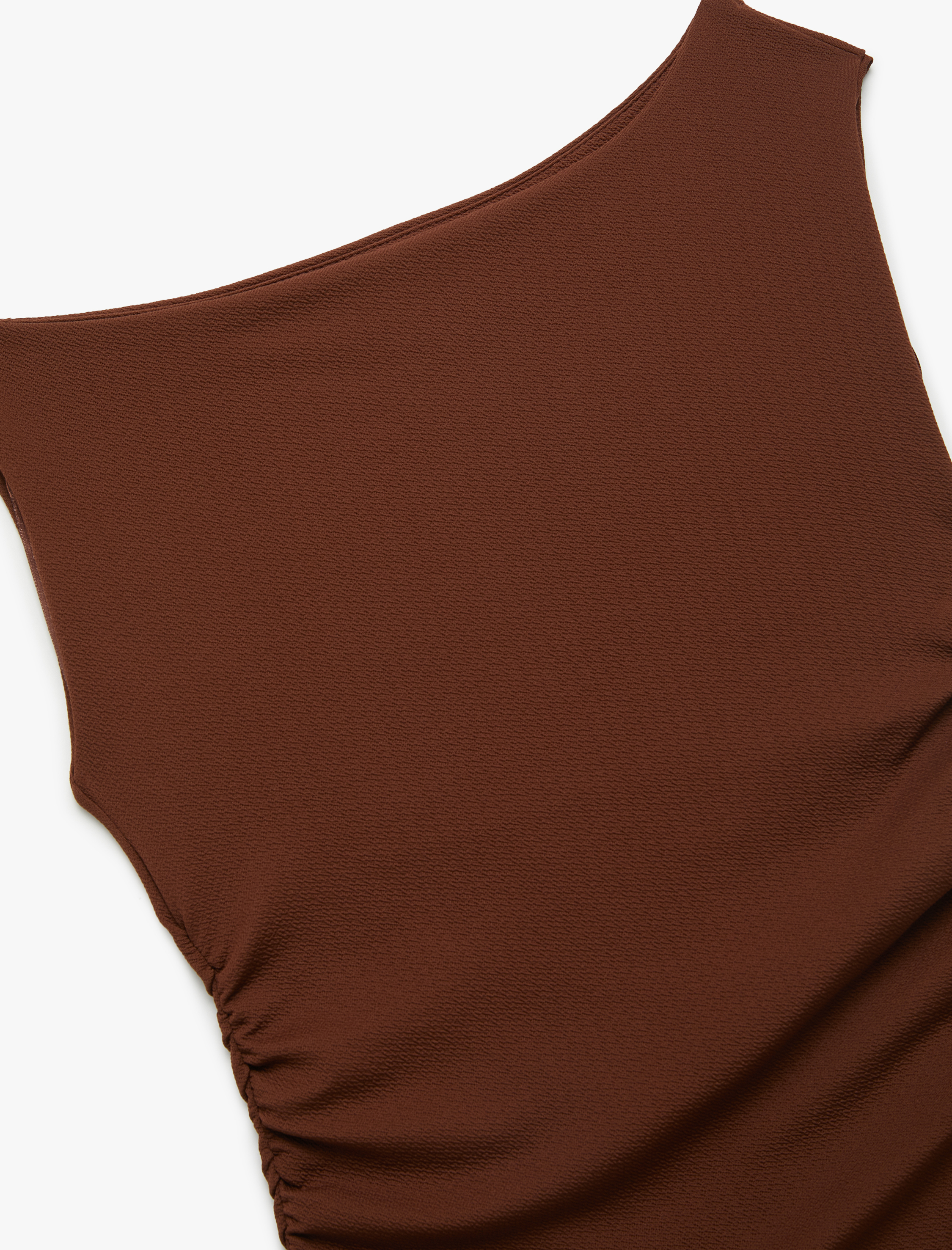   Asimetrik Yaka Slim Fit Kolsuz Drapeli Bluz