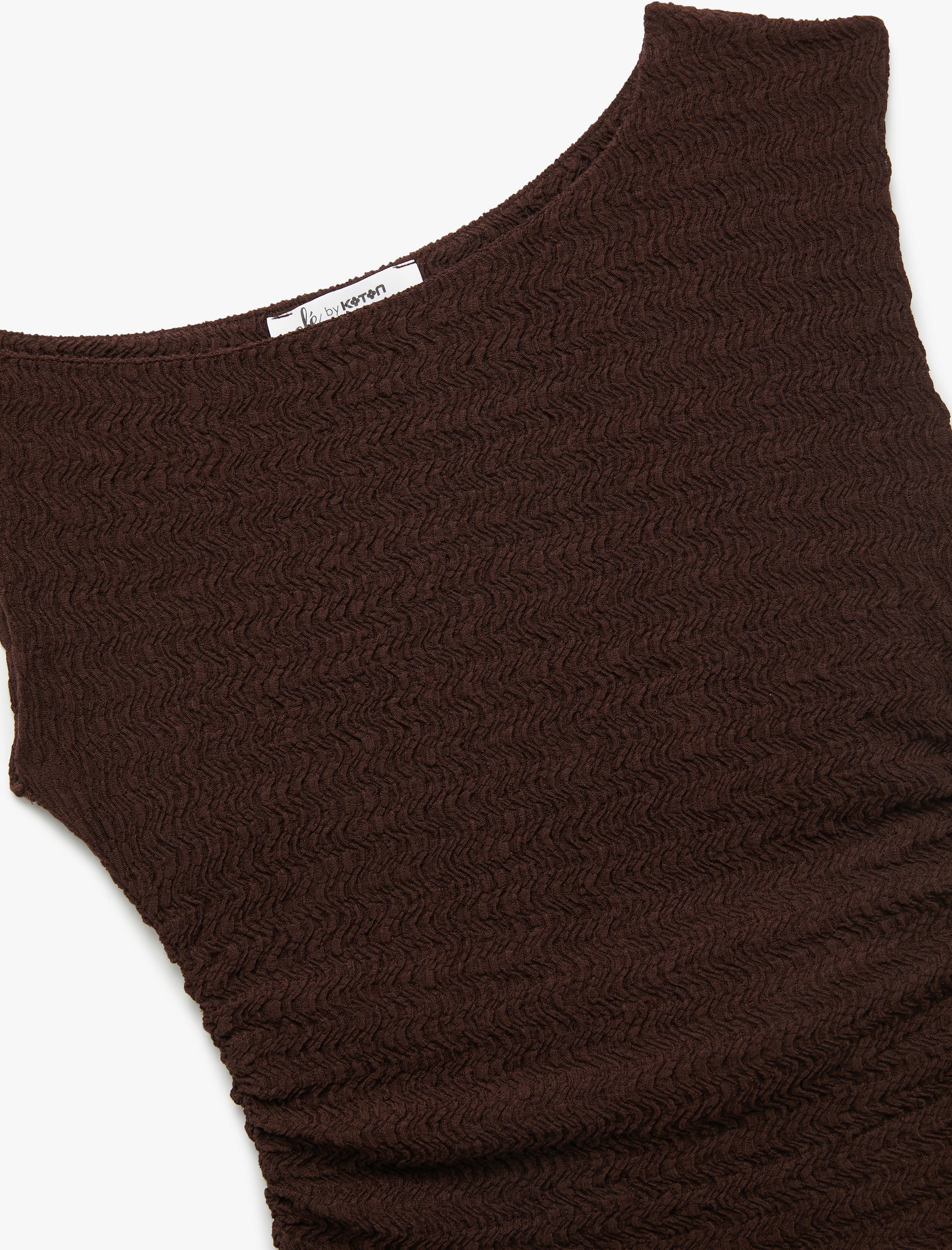   Drapeli Asimetrik Yaka Bürümcük Kolsuz Bluz