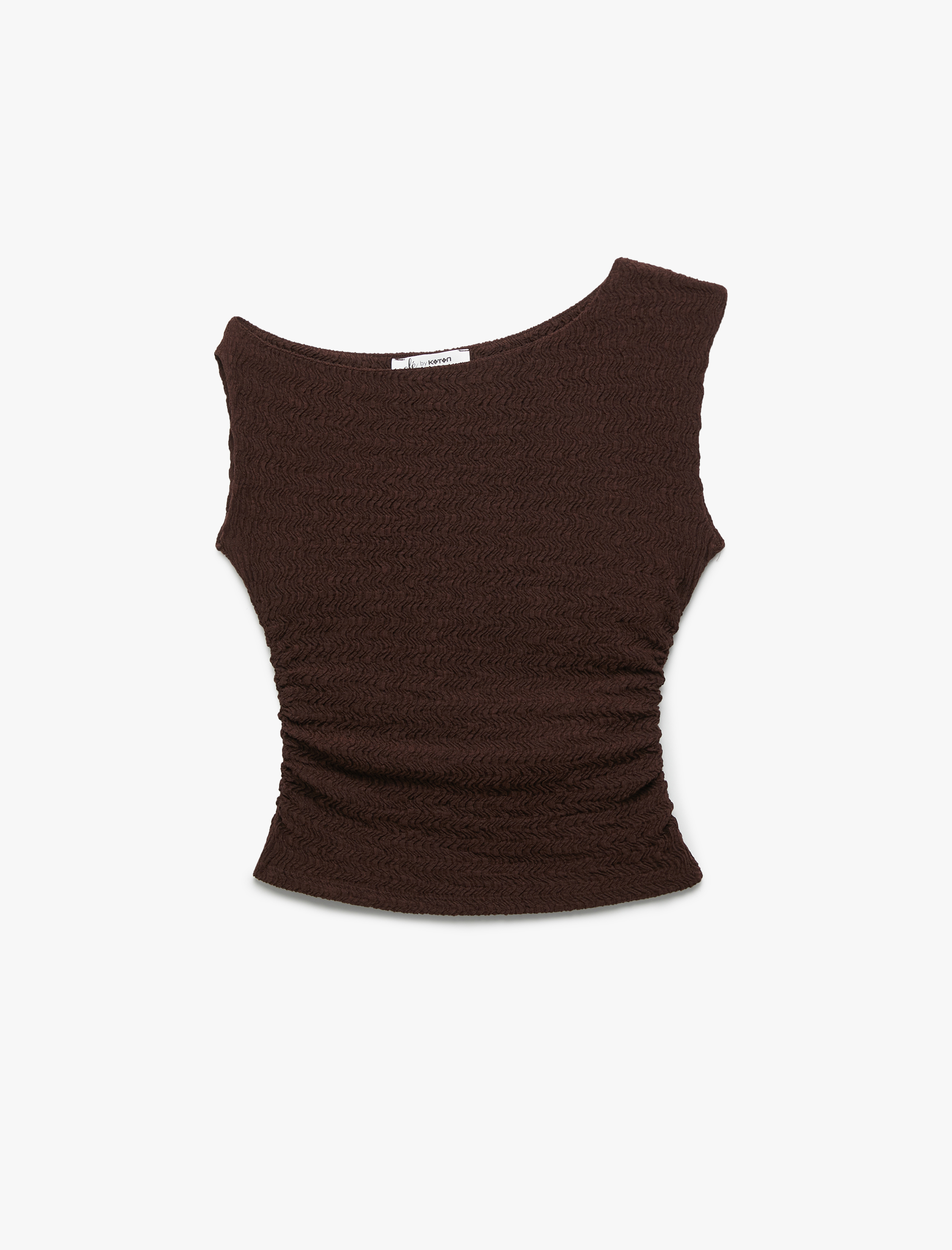   Drapeli Asimetrik Yaka Bürümcük Kolsuz Bluz