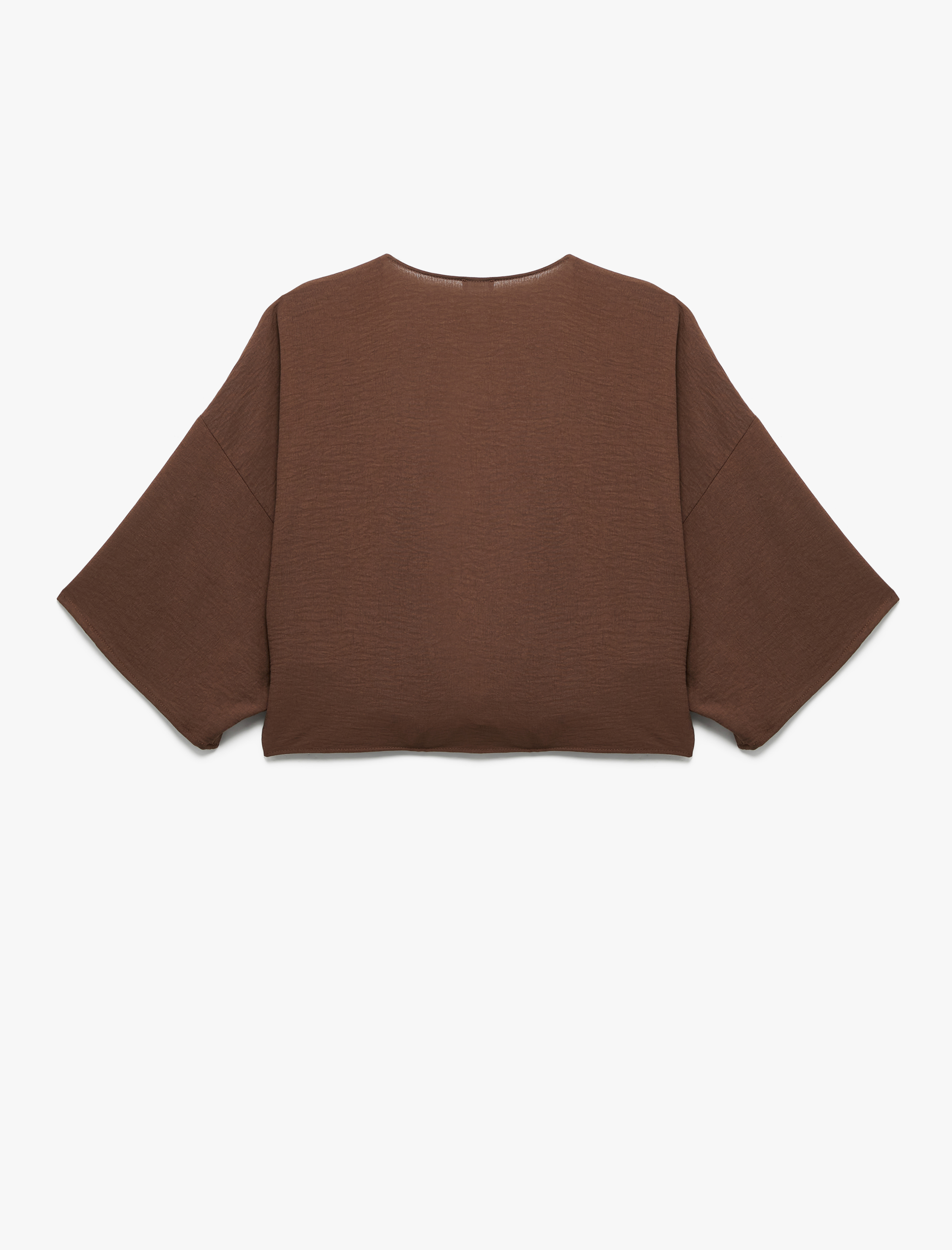   Kısa Kollu Kruvaze Yaka Bağlama Detaylı Oversize Kimono