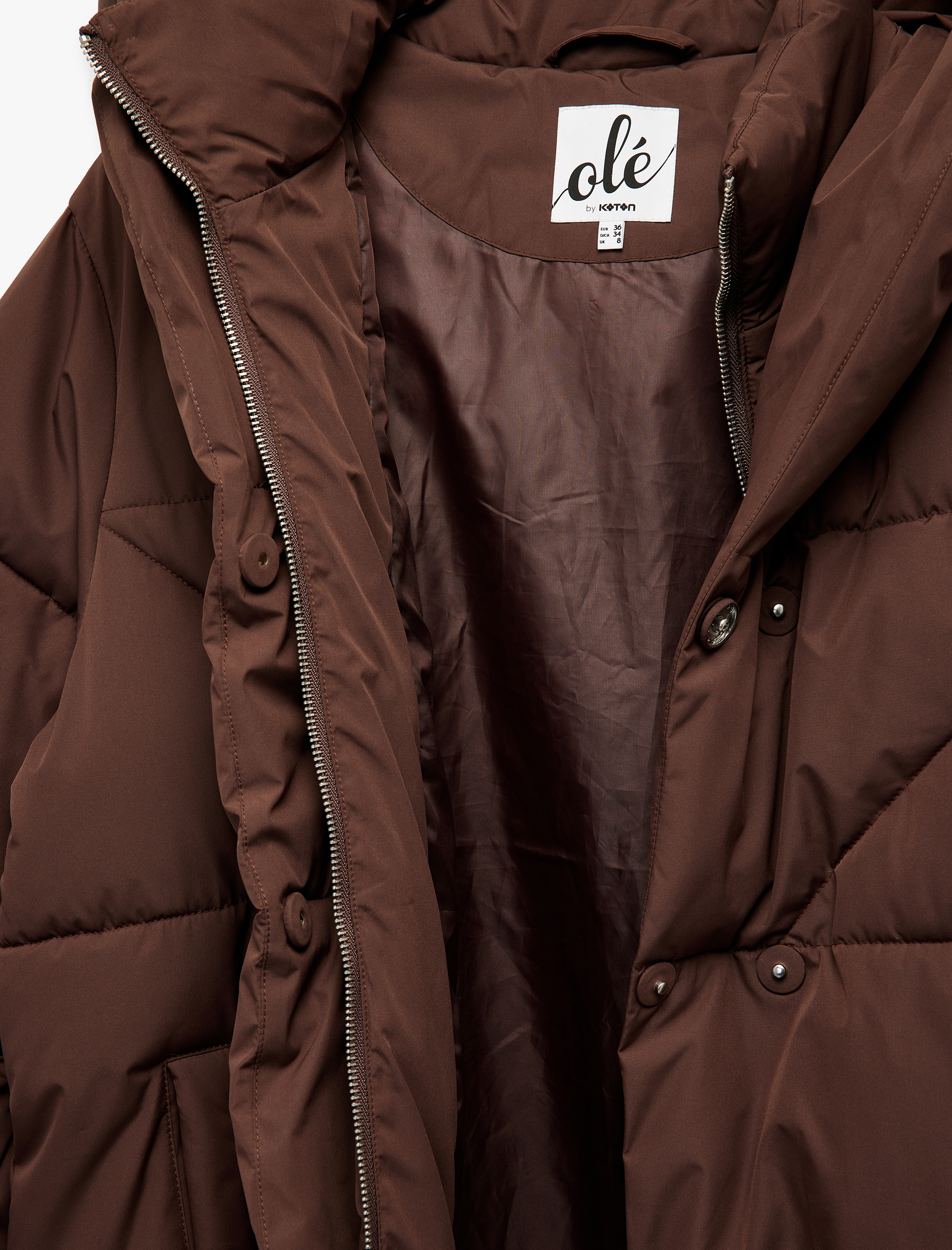 Kapüşonlu Fermuarlı Düğme Detaylı Cepli Rahat Kalıp Kapitone Şişme Mont