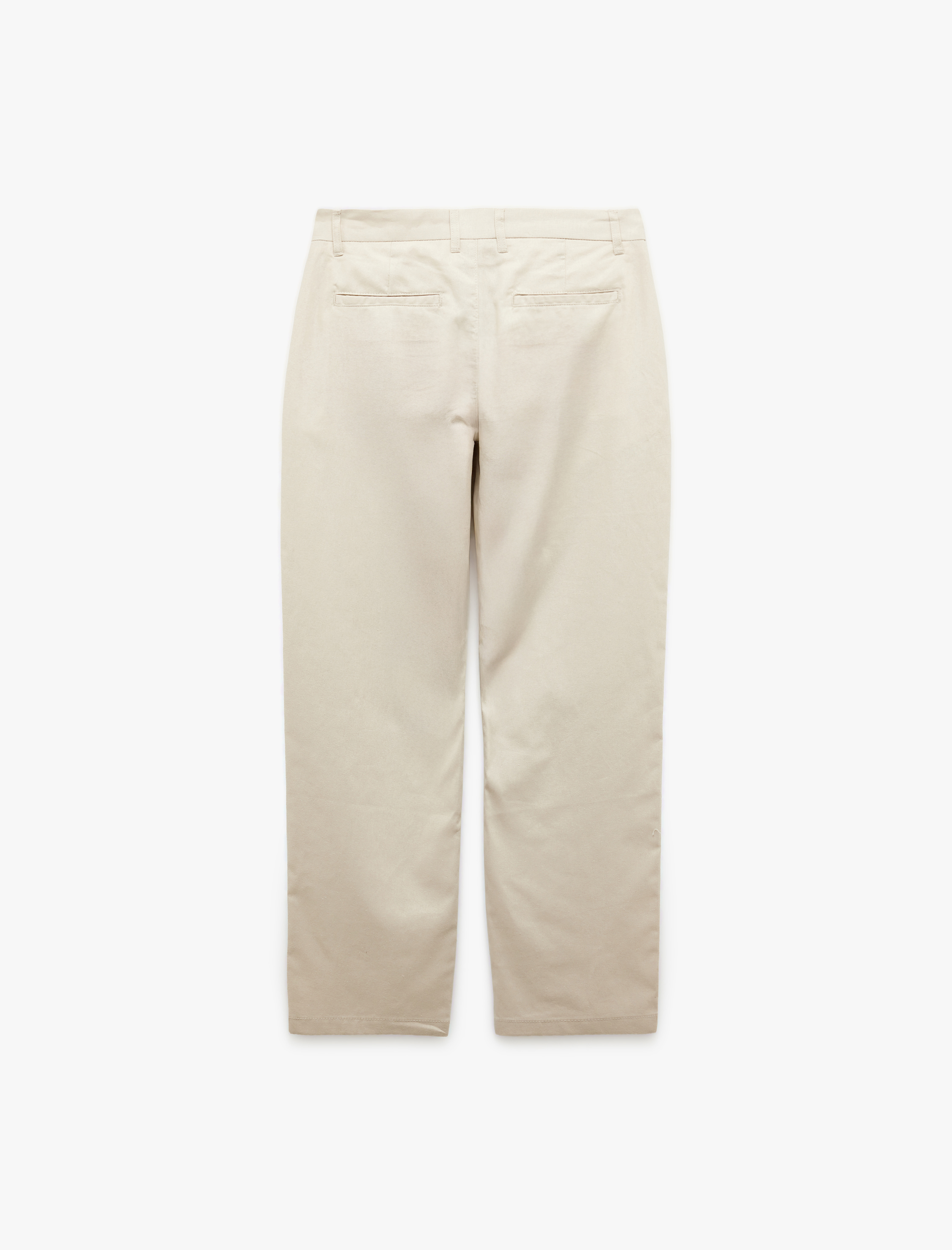   Keten Pamuk Karışımlı Cep Detaylı Pileli Kumaş Pantolon