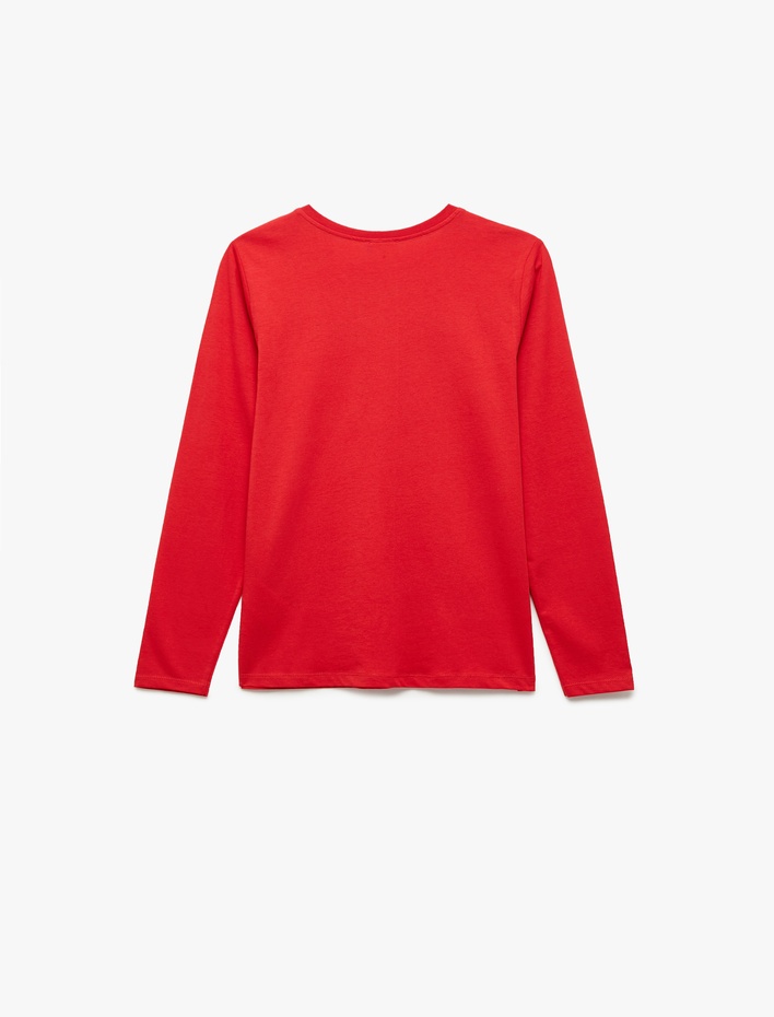 Kız Çocuk Uzun Kollu Bisiklet Yaka Pullu Payetli Tişört