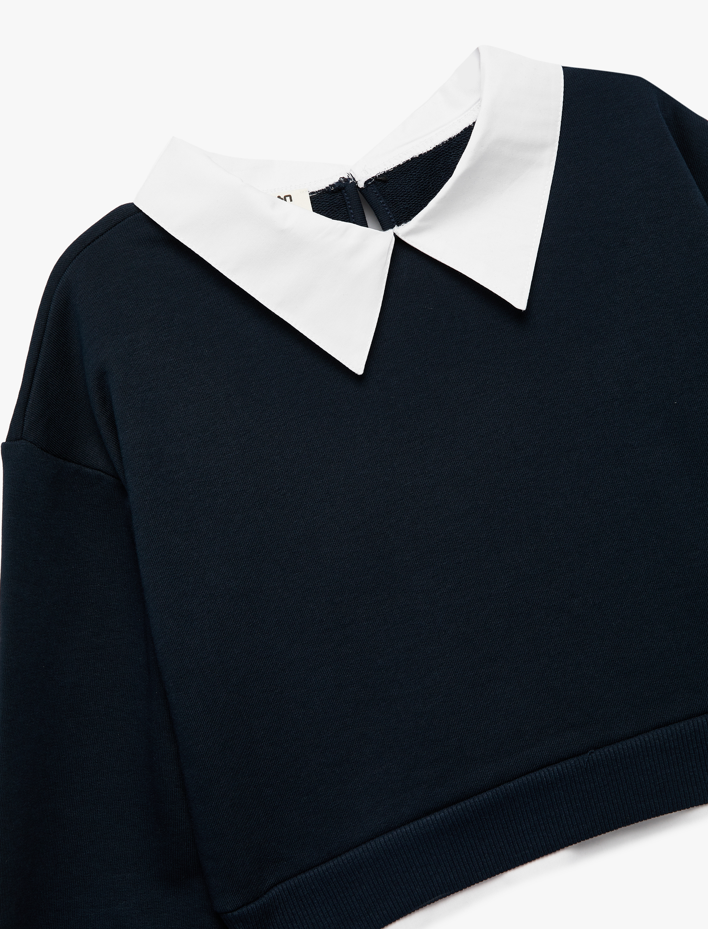  Kız Çocuk Gömlek Yaka Detaylı Uzun Kollu Okul Sweatshirt