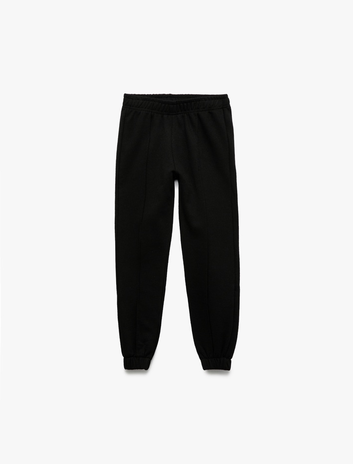 Kız Çocuk Beli Lastikli Şardonlu Basic Jogger Eşofman Altı
