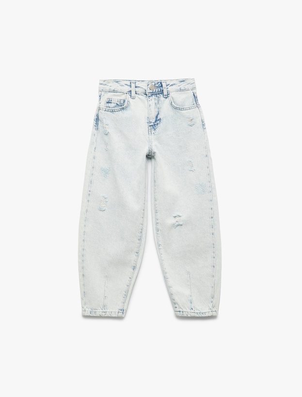 Pamuklu Cep Detaylı Paraşüt Kesim Denim Pantolon_0