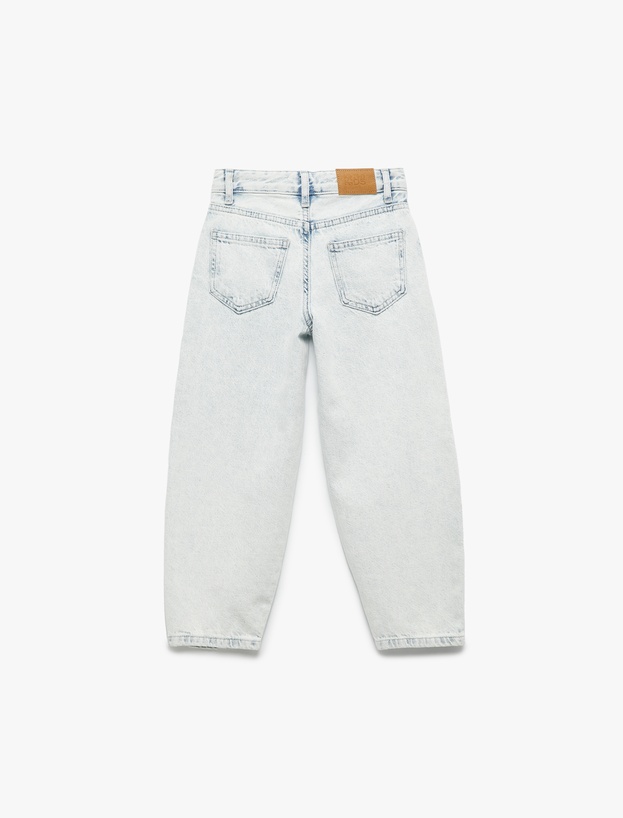 Pamuklu Cep Detaylı Paraşüt Kesim Denim Pantolon_1