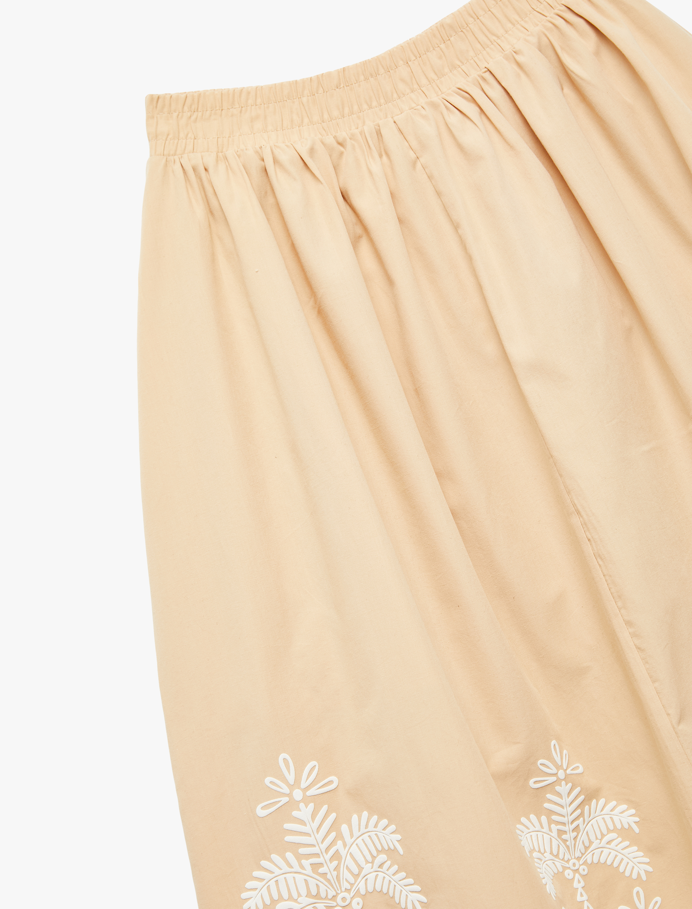  Kız Çocuk Nakış Detaylı Beli Lastikli Pileli Etek