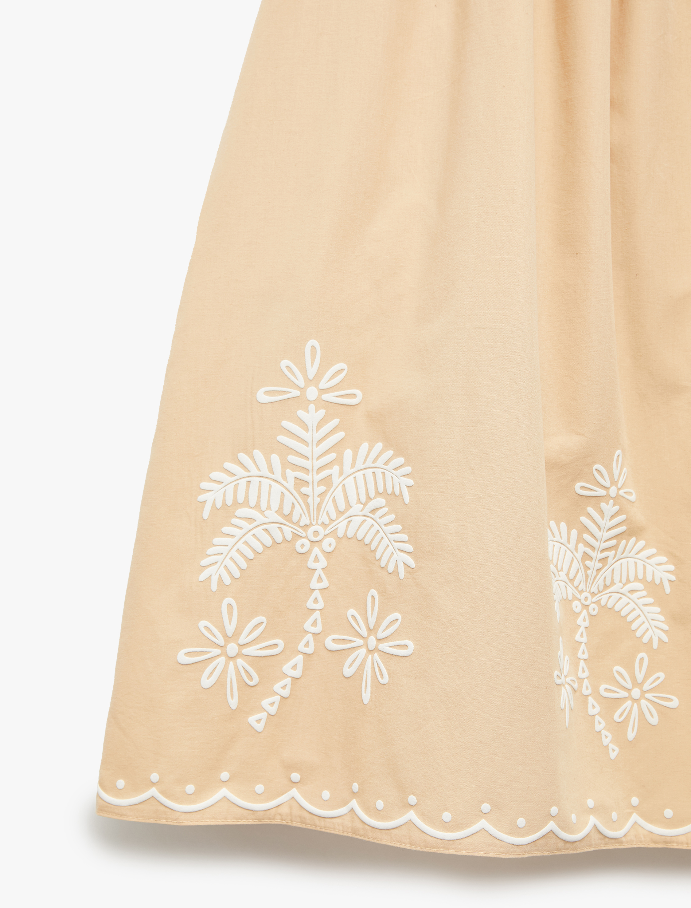  Kız Çocuk Nakış Detaylı Beli Lastikli Pileli Etek