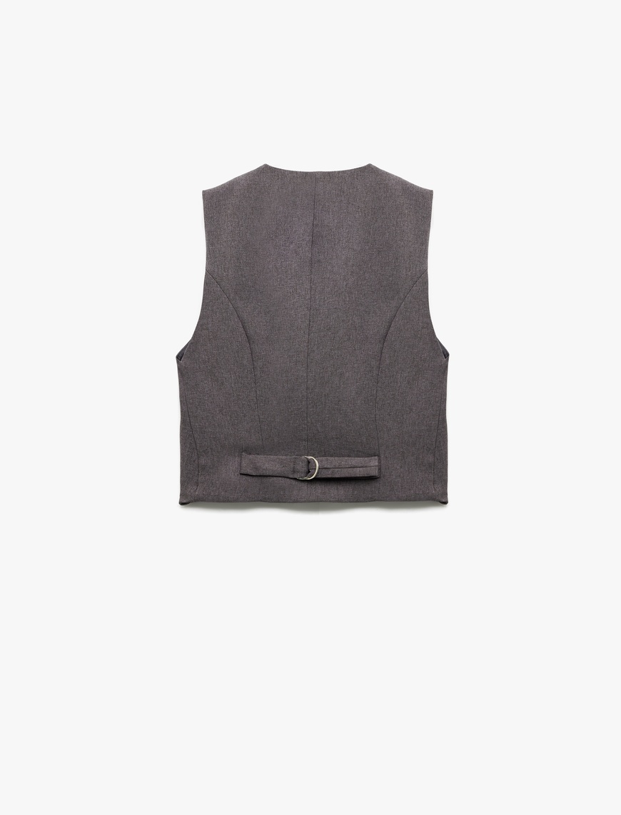   V Yaka Düğmeli Blazer Yelek
