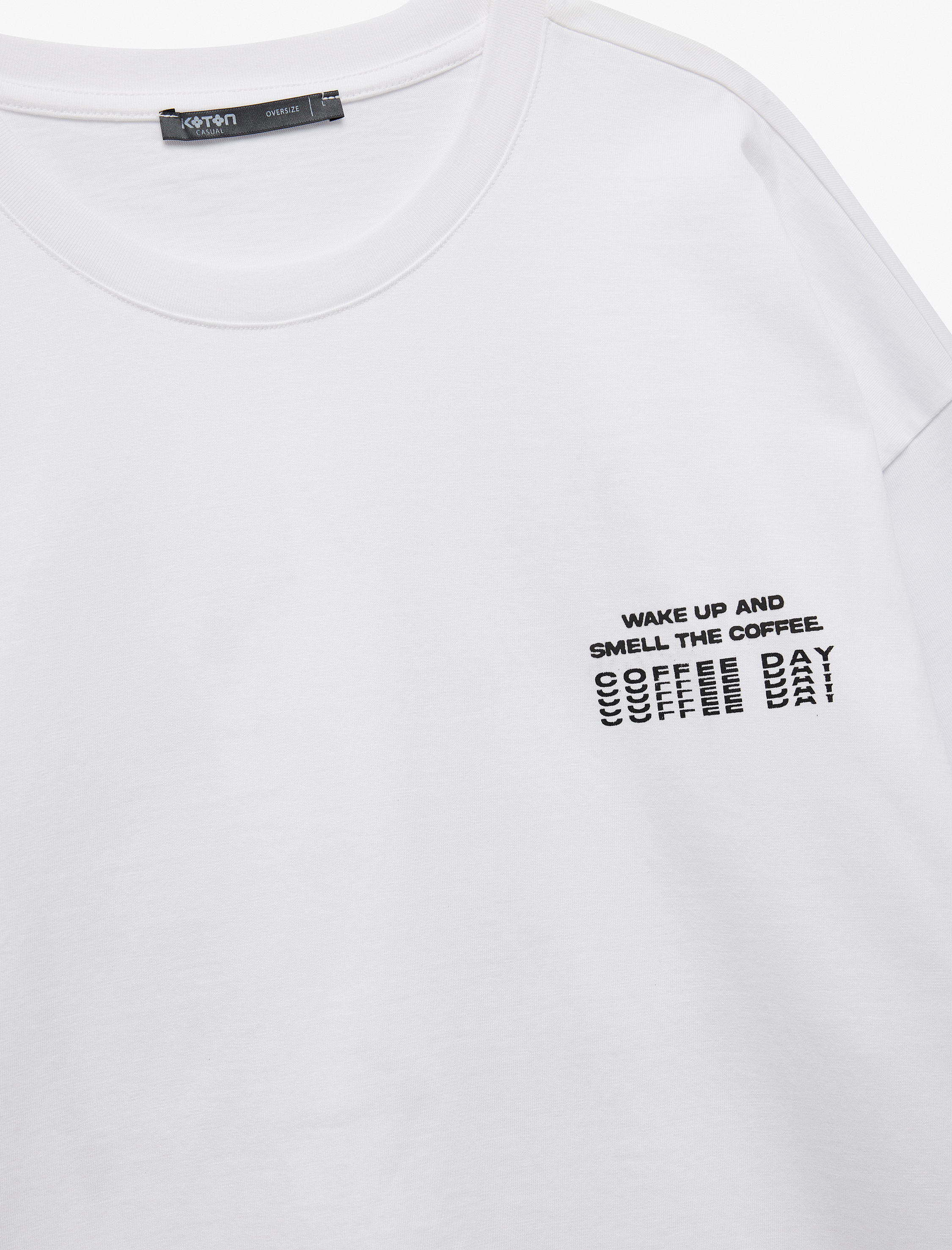   Arkası Baskılı Kısa Kollu Pamuklu Tok Kumaş Bisiklet Yaka Tişört