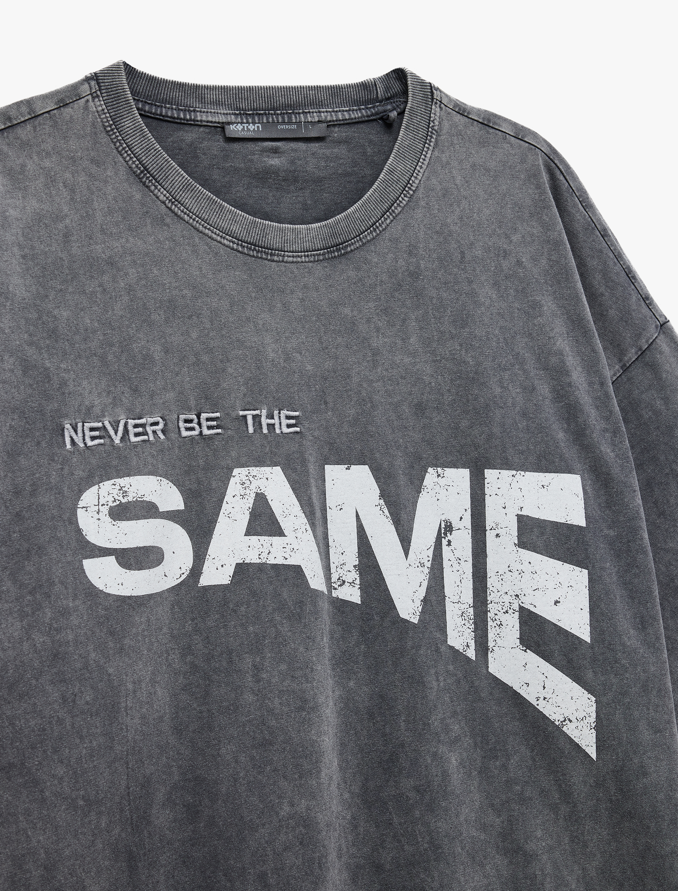   Bisiklet Yaka Yıkamalı Kısa Kollu Tok Kumaş Pamuklu Baskılı Tişört