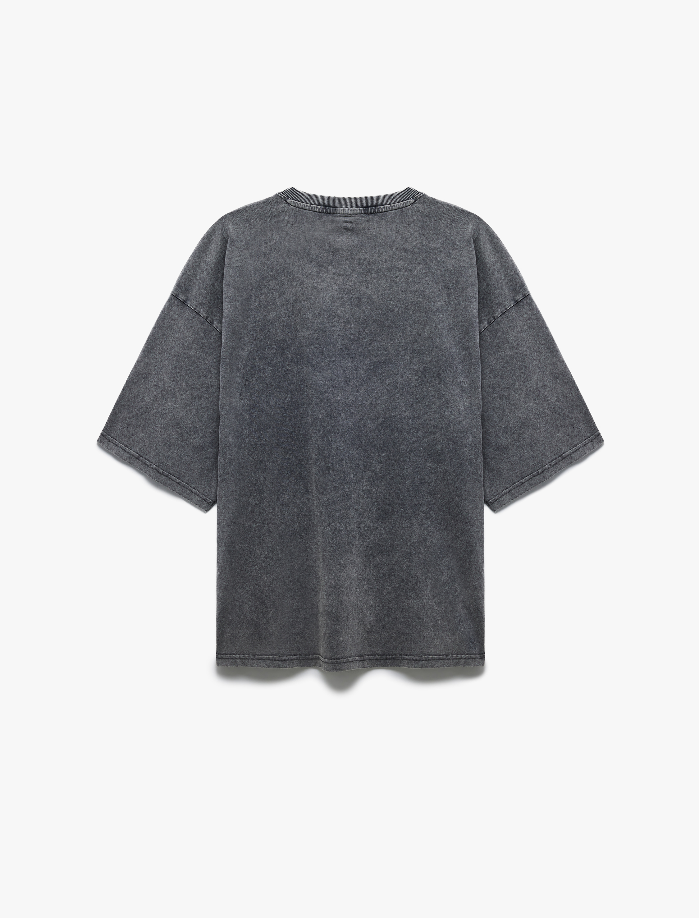   Bisiklet Yaka Yıkamalı Kısa Kollu Tok Kumaş Pamuklu Baskılı Tişört