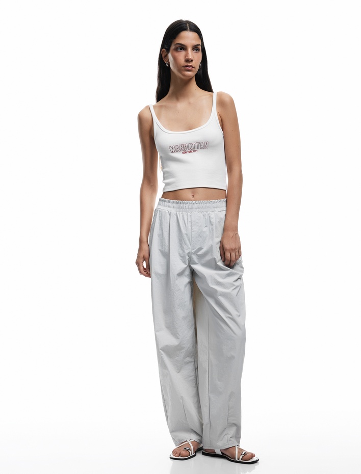  Rahat Kalıp Beli Lastikli Cepli Pileli Paraşüt Pantolon