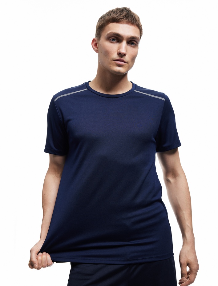  Kısa Kollu Bisiklet Yaka Baskılı Spor Tişört