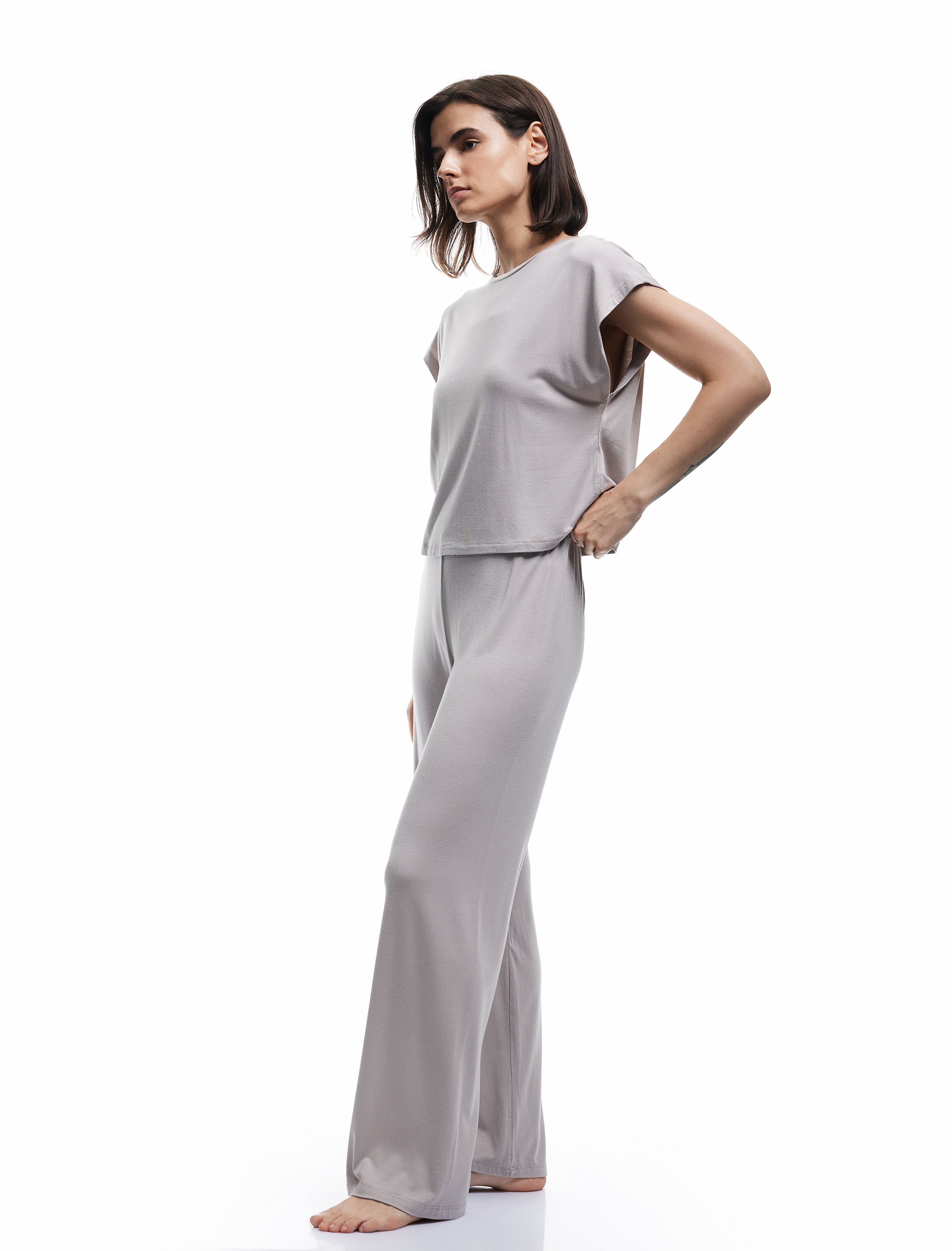   Modal Kumaş Rahat Kalıp Beli Lastikli Bol Düz Paça Pijama Altı