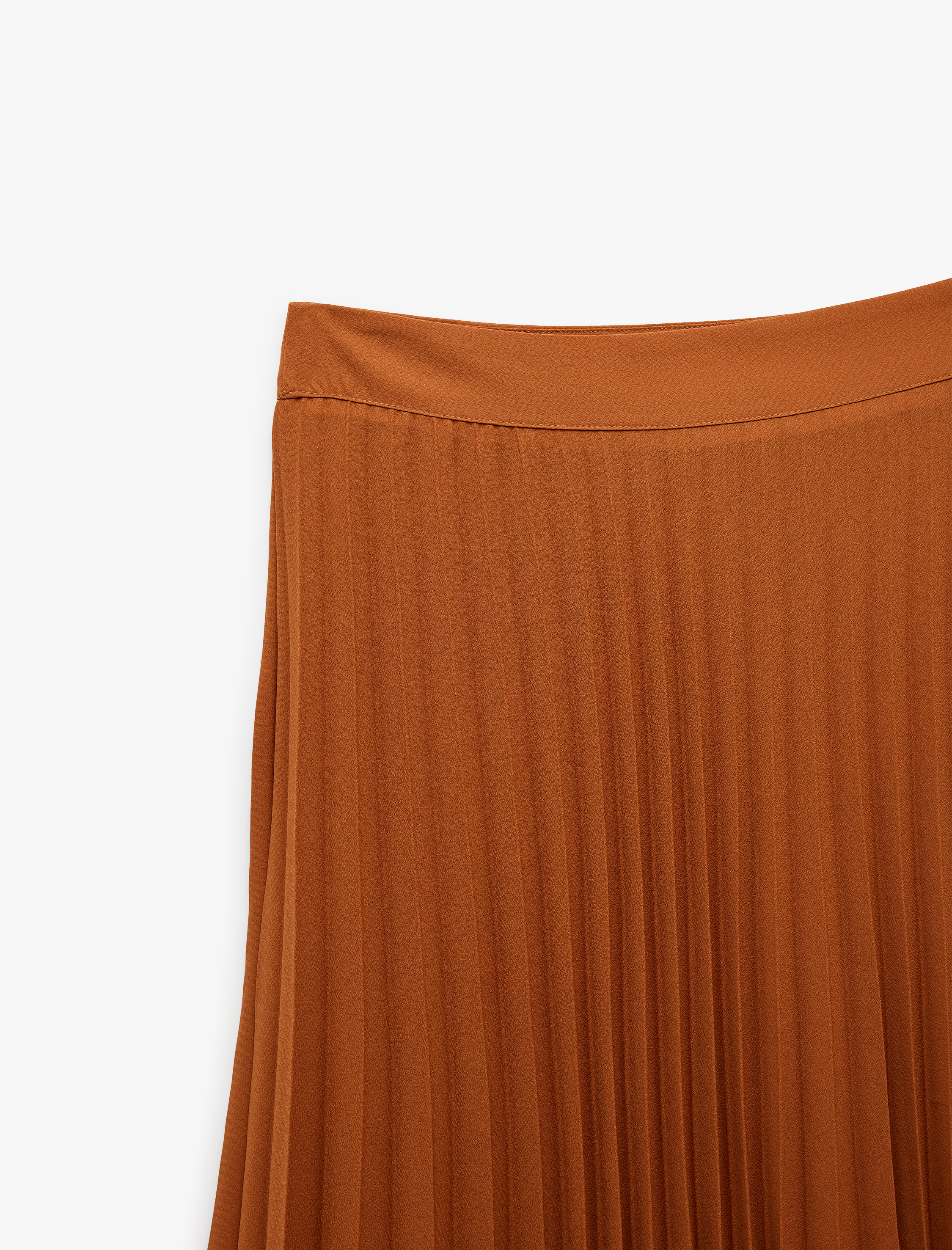   Astarlı Krep Kumaş Yüksek Bel Midi İnce Piliseli Etek