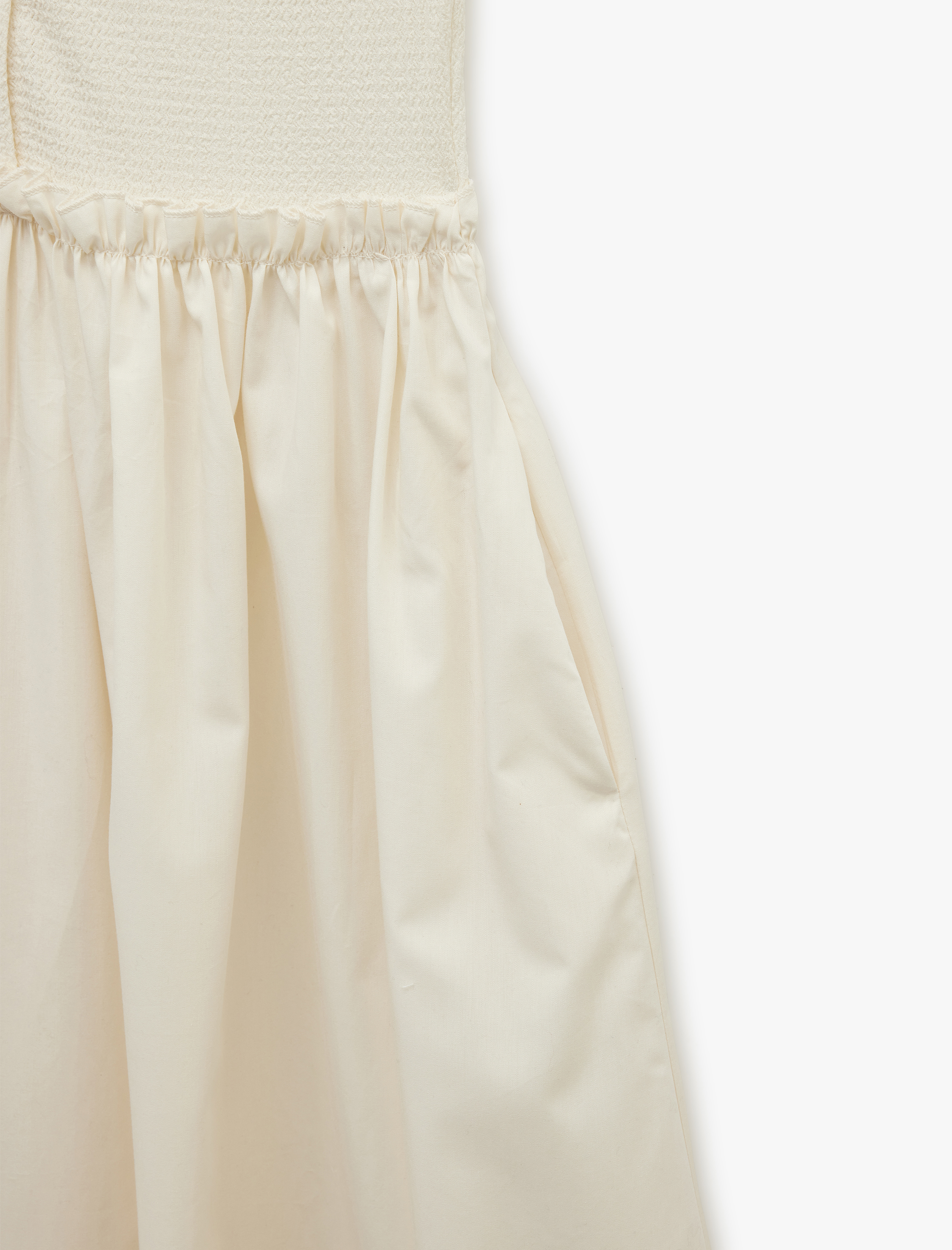   Kısa Kollu Bisiklet Yaka Düğmeli Cepli Midi Boy Kloş Poplin Elbise