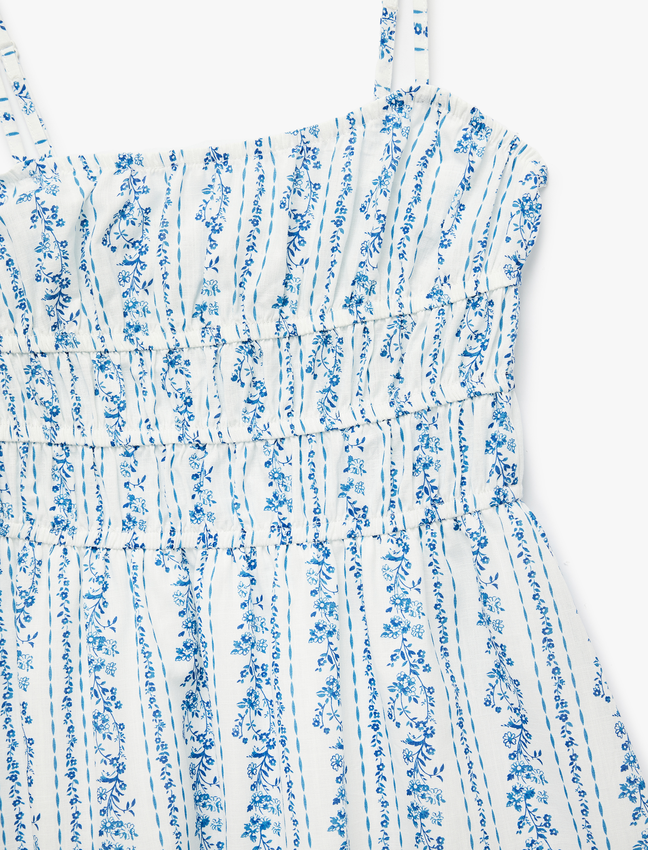   Pamuklu Askılı U Yaka Çiçekli A Kesim Uzun Elbise