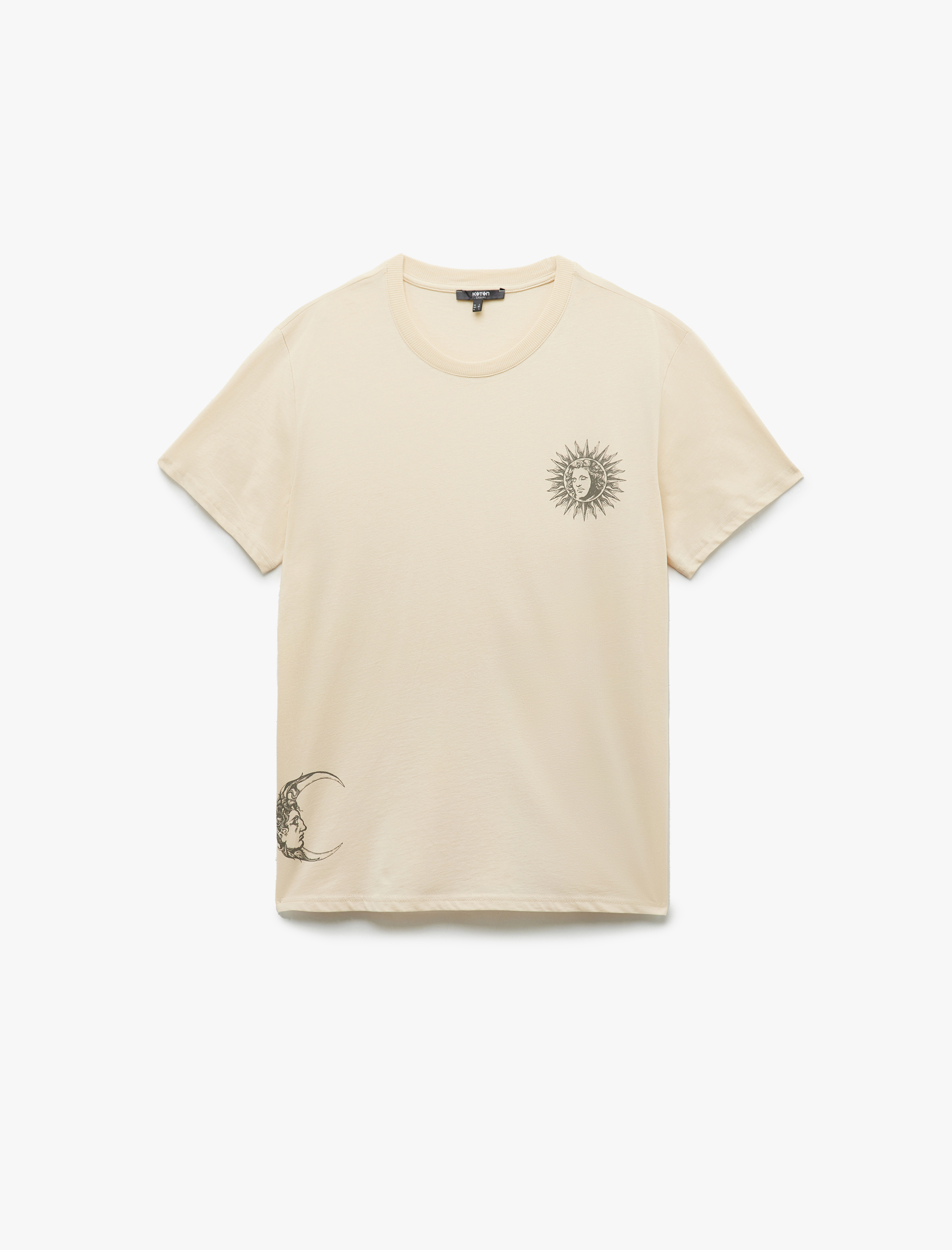   Regular Fit Kısa Kollu Bisiklet Yaka Pamuklu Baskılı Tişört